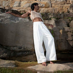 High Waisted Pants in Upcycled Cotton - The Glade