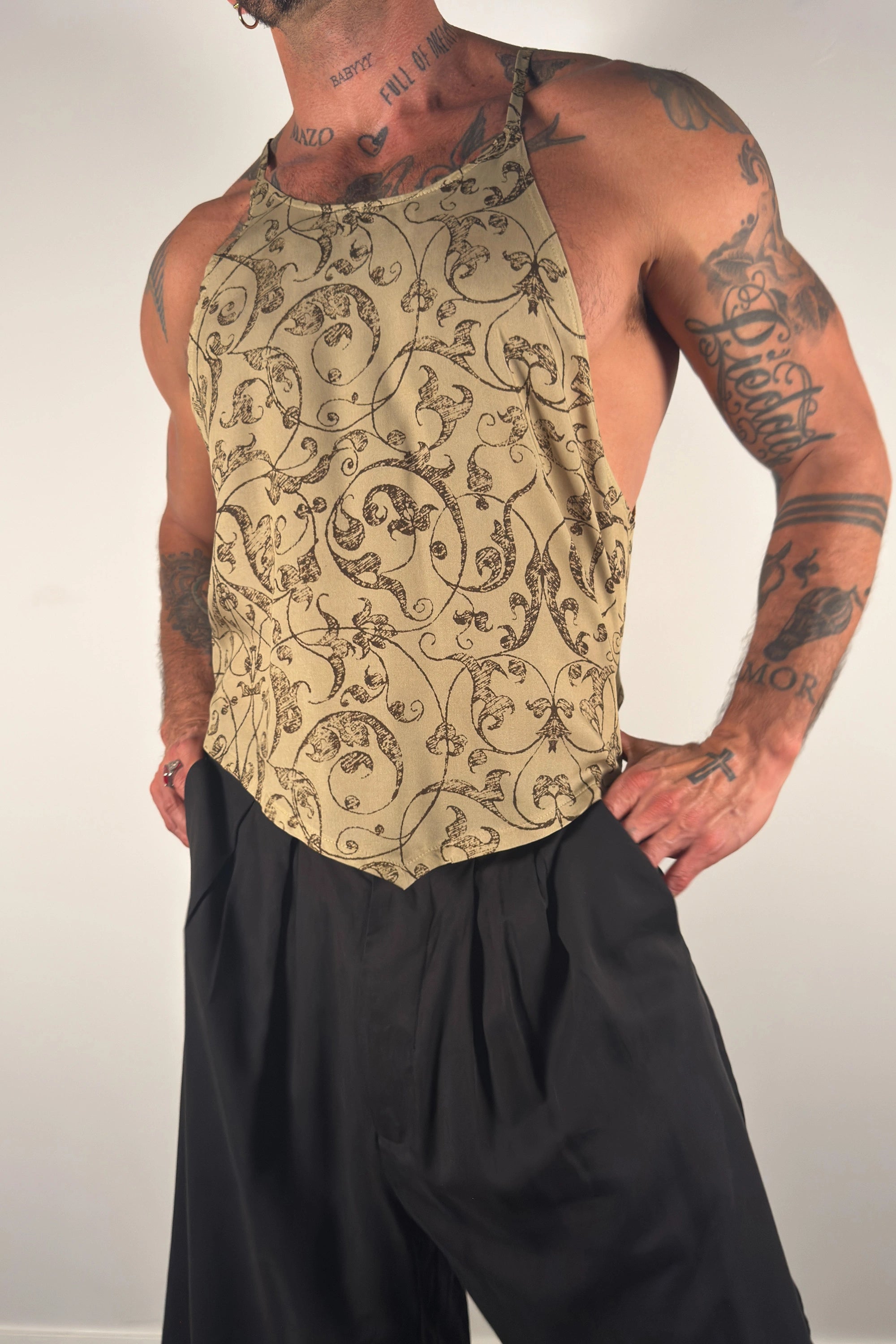 Oleander Halter Tank - Dark Arabesque