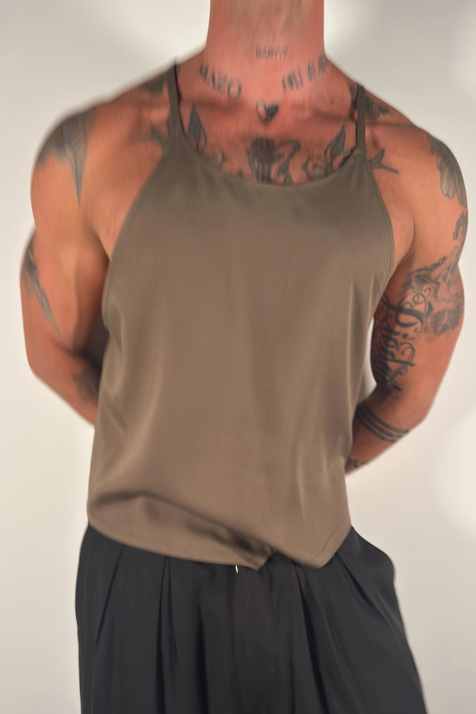 Oleander Halter Tank - Olive