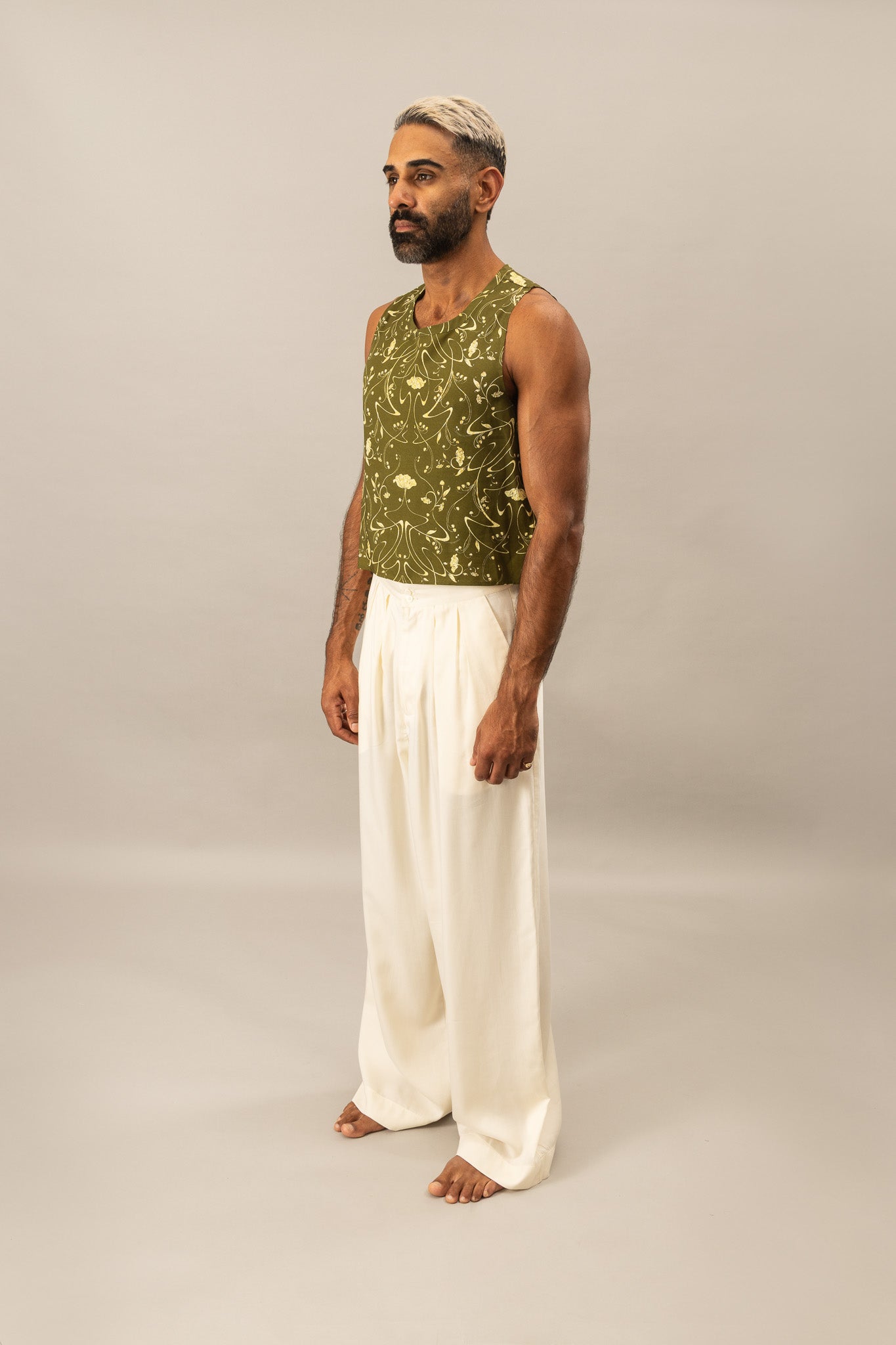 Printed Cropped Tank - Sylvan Green