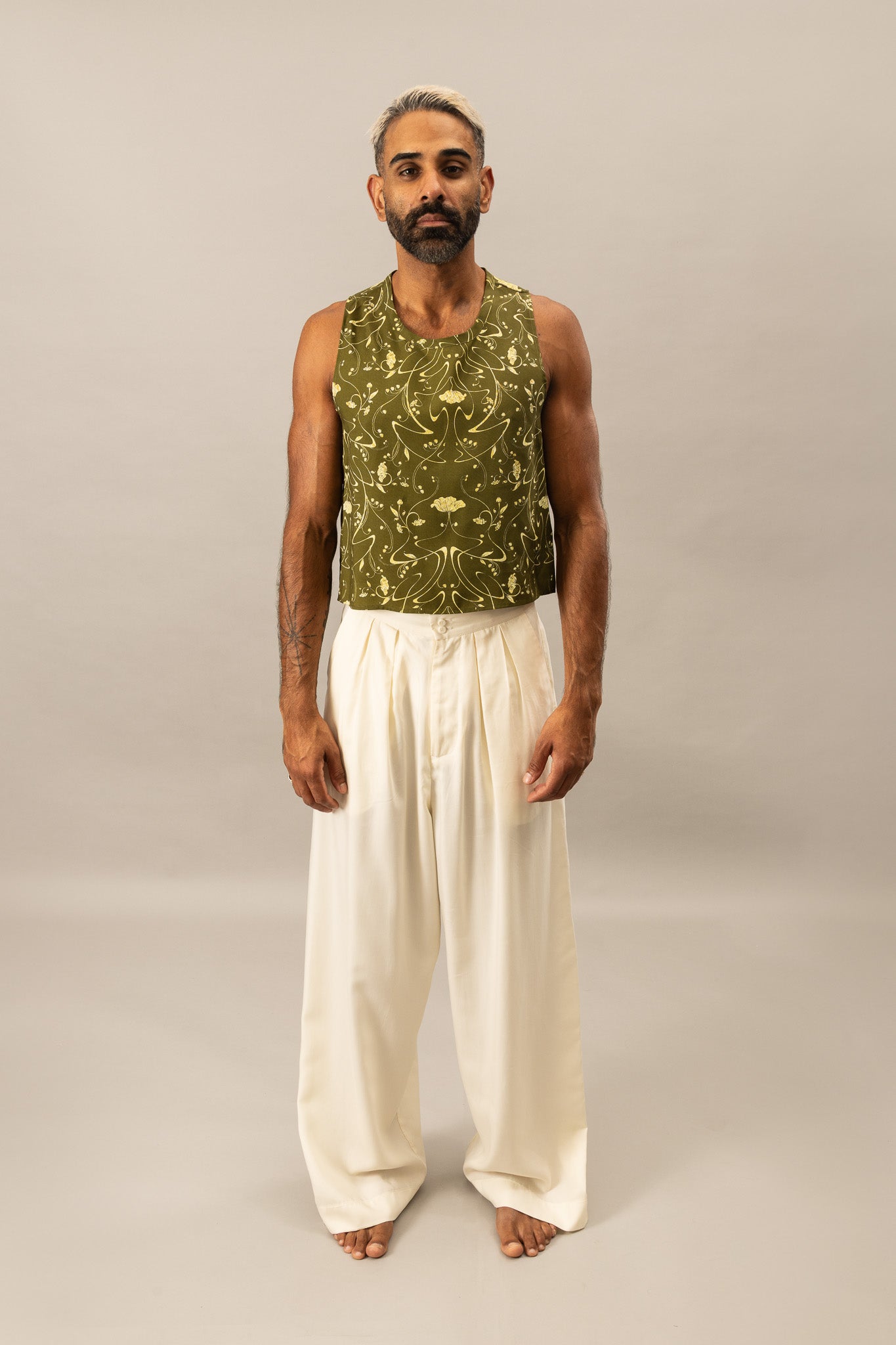 Printed Cropped Tank - Sylvan Green