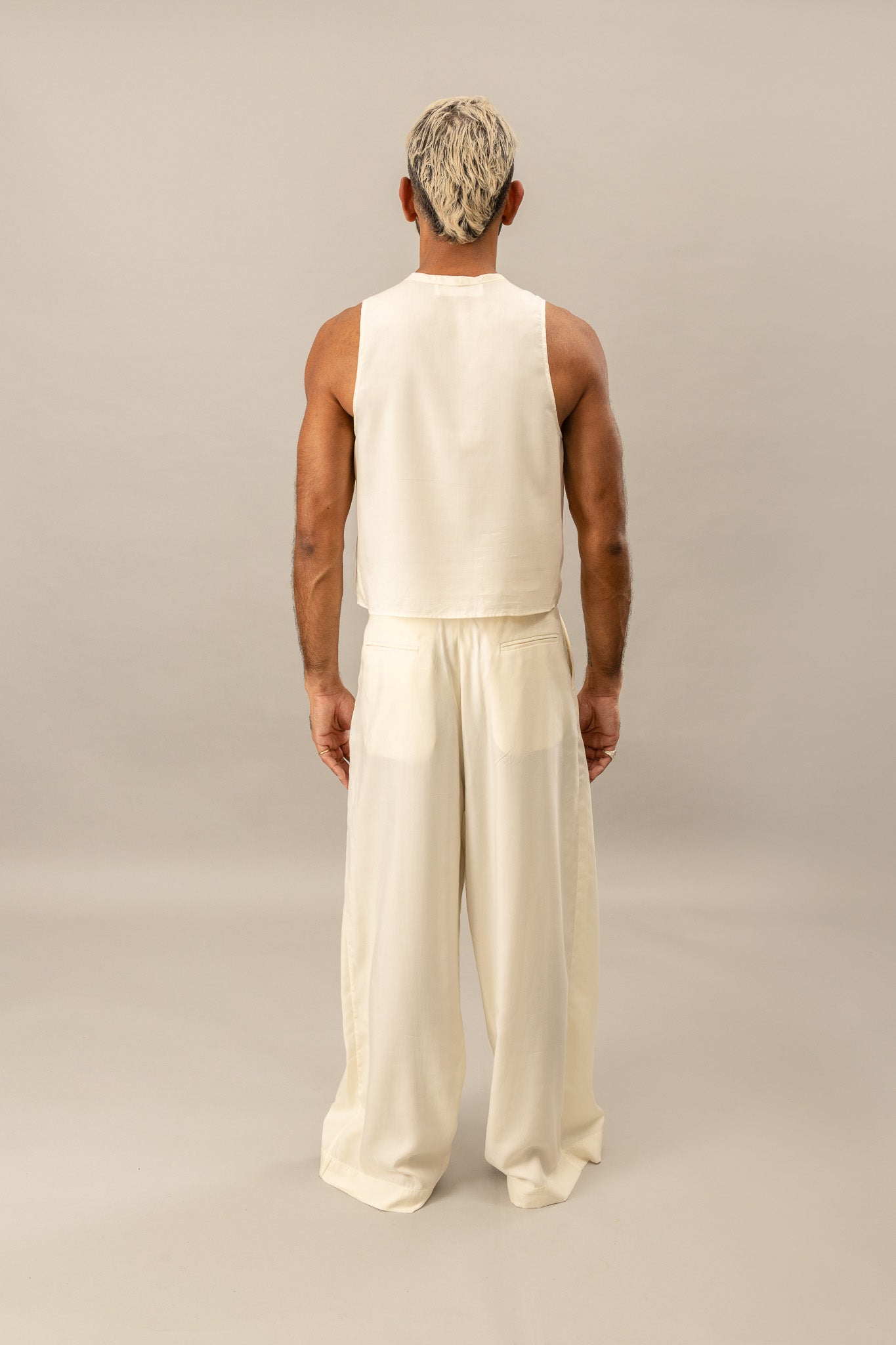 High Waisted Pleated Pants - Cream