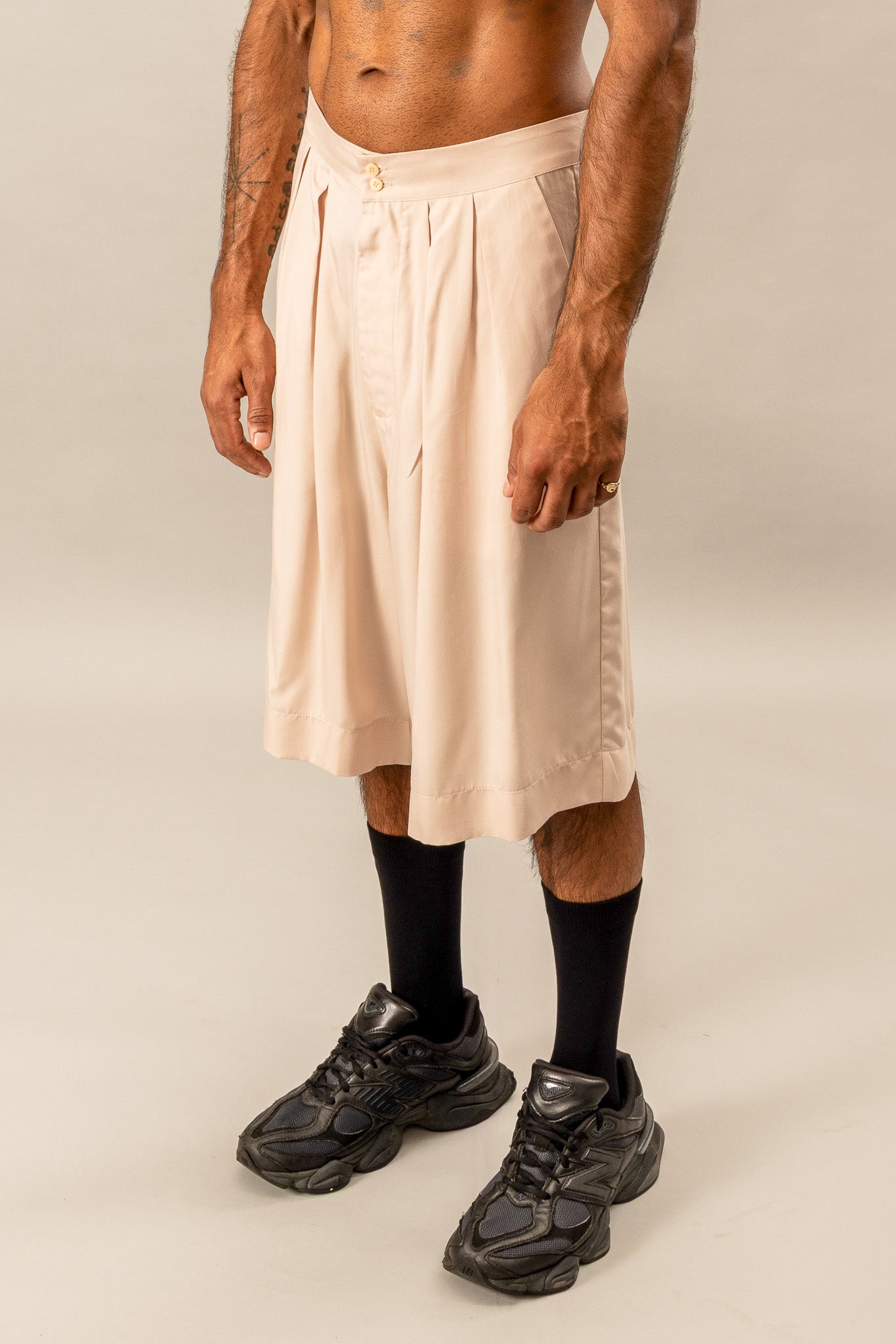 Relaxed Wide Leg Shorts - Dusty Pink