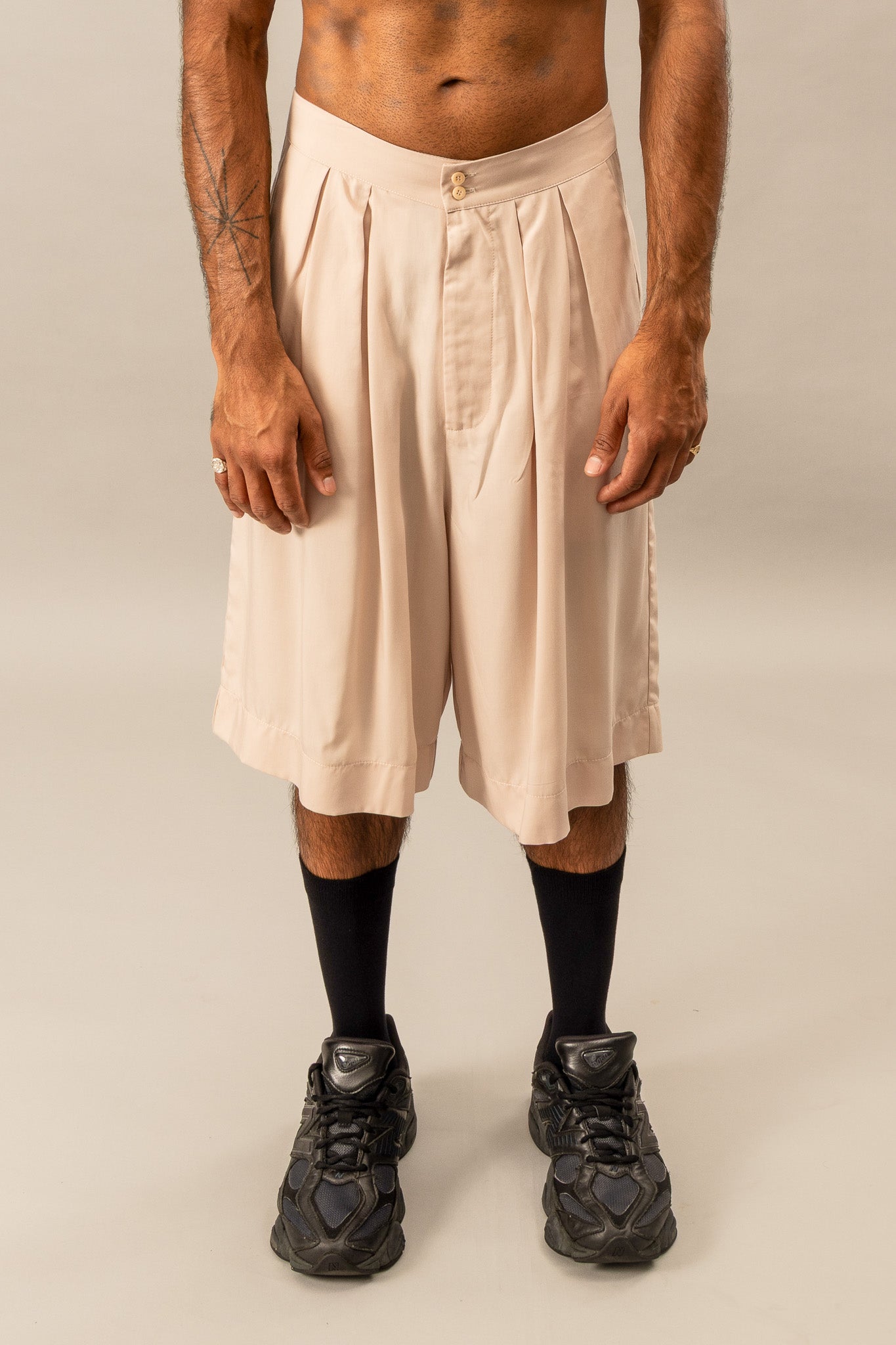 Relaxed Wide Leg Shorts - Dusty Pink