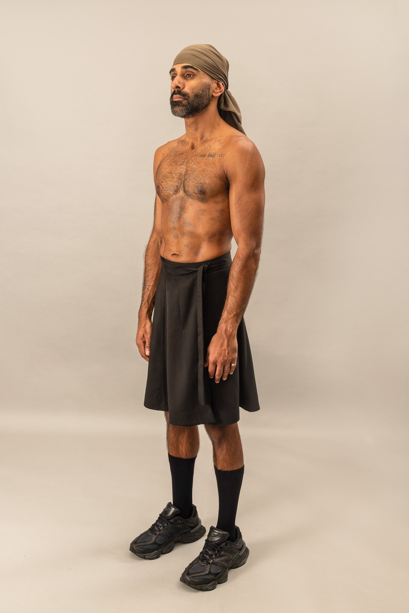 Kilt Wrap Skirt in Natural Black