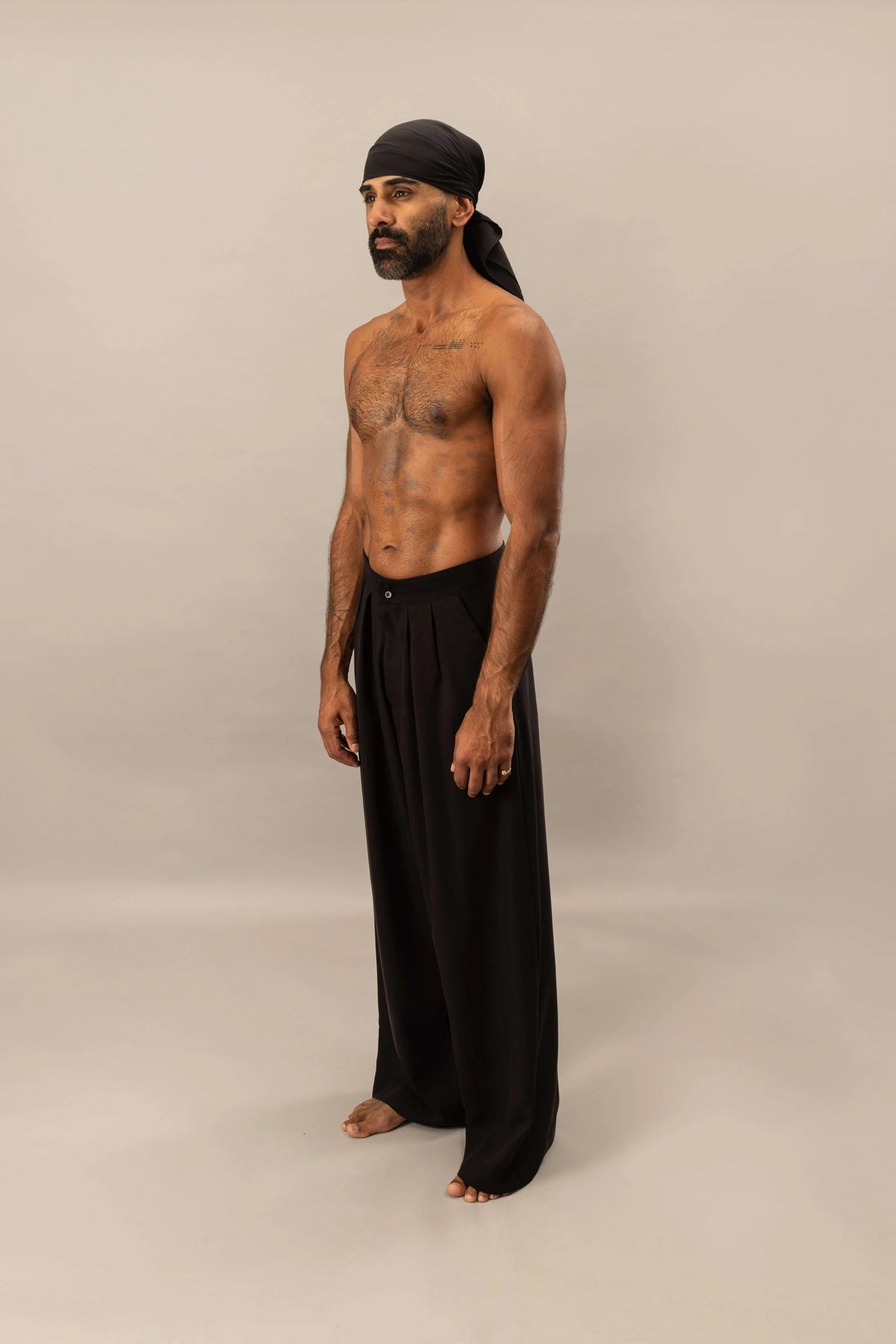 High Waisted Pleated Pants | Natural Black