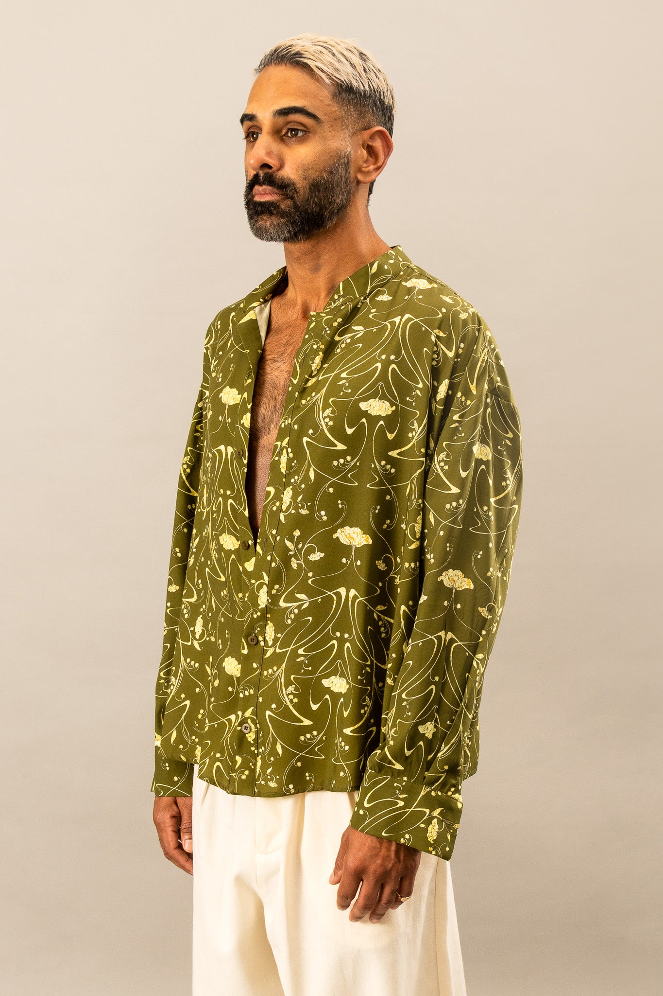 Printed Oversized Shirt in Sylvan Green