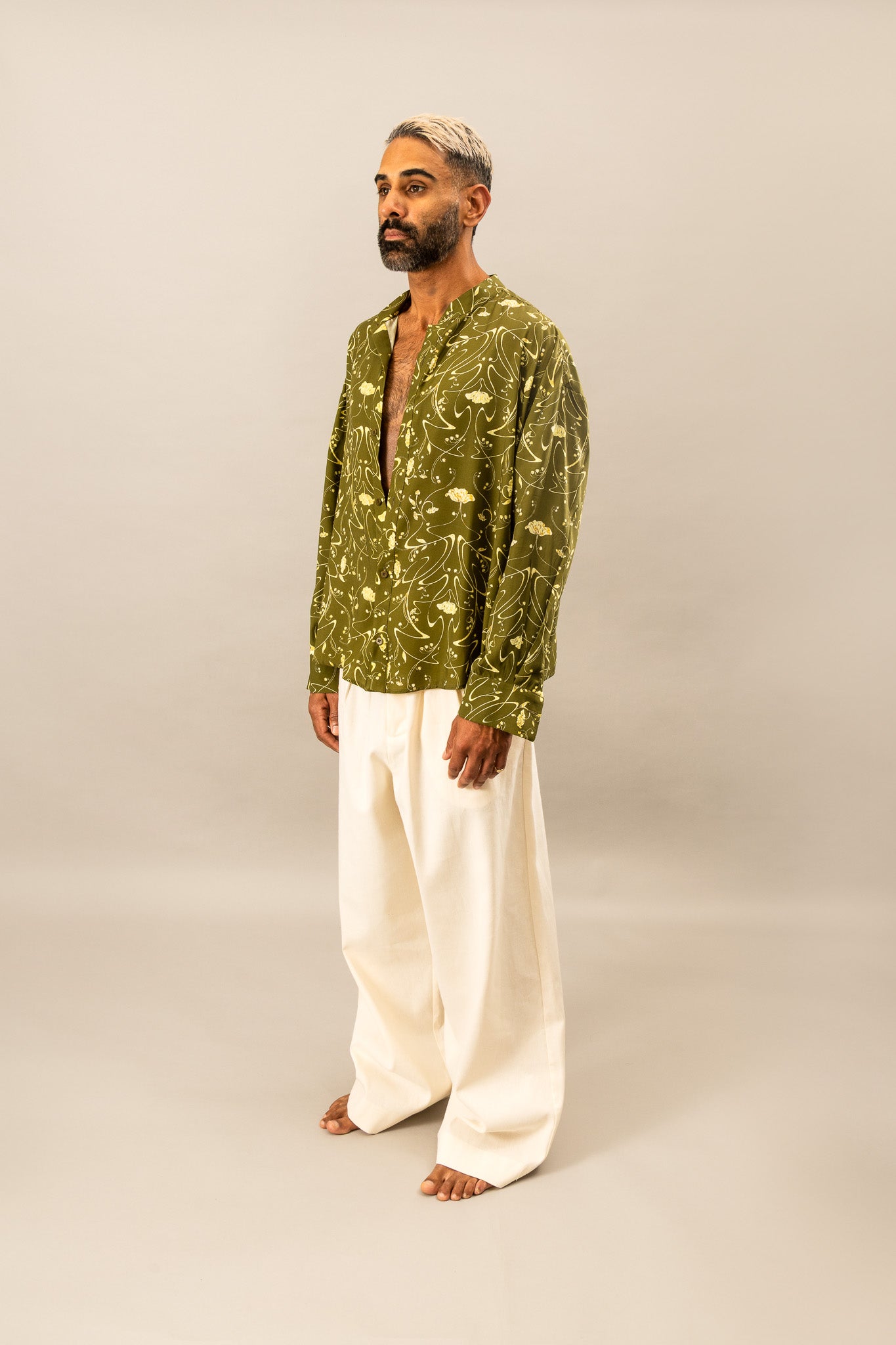 Printed Oversized Shirt in Sylvan Green