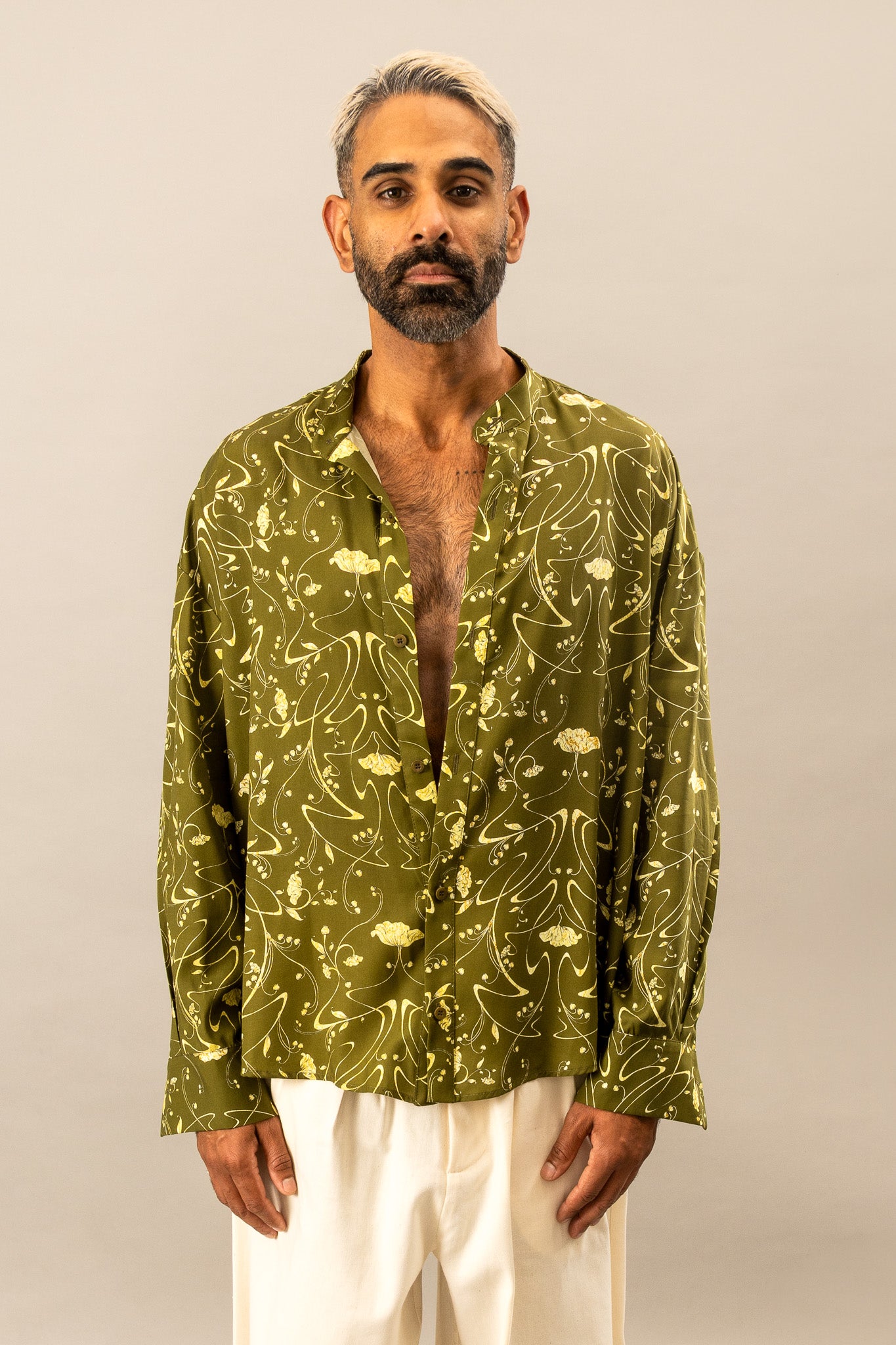 Printed Oversized Shirt in Sylvan Green