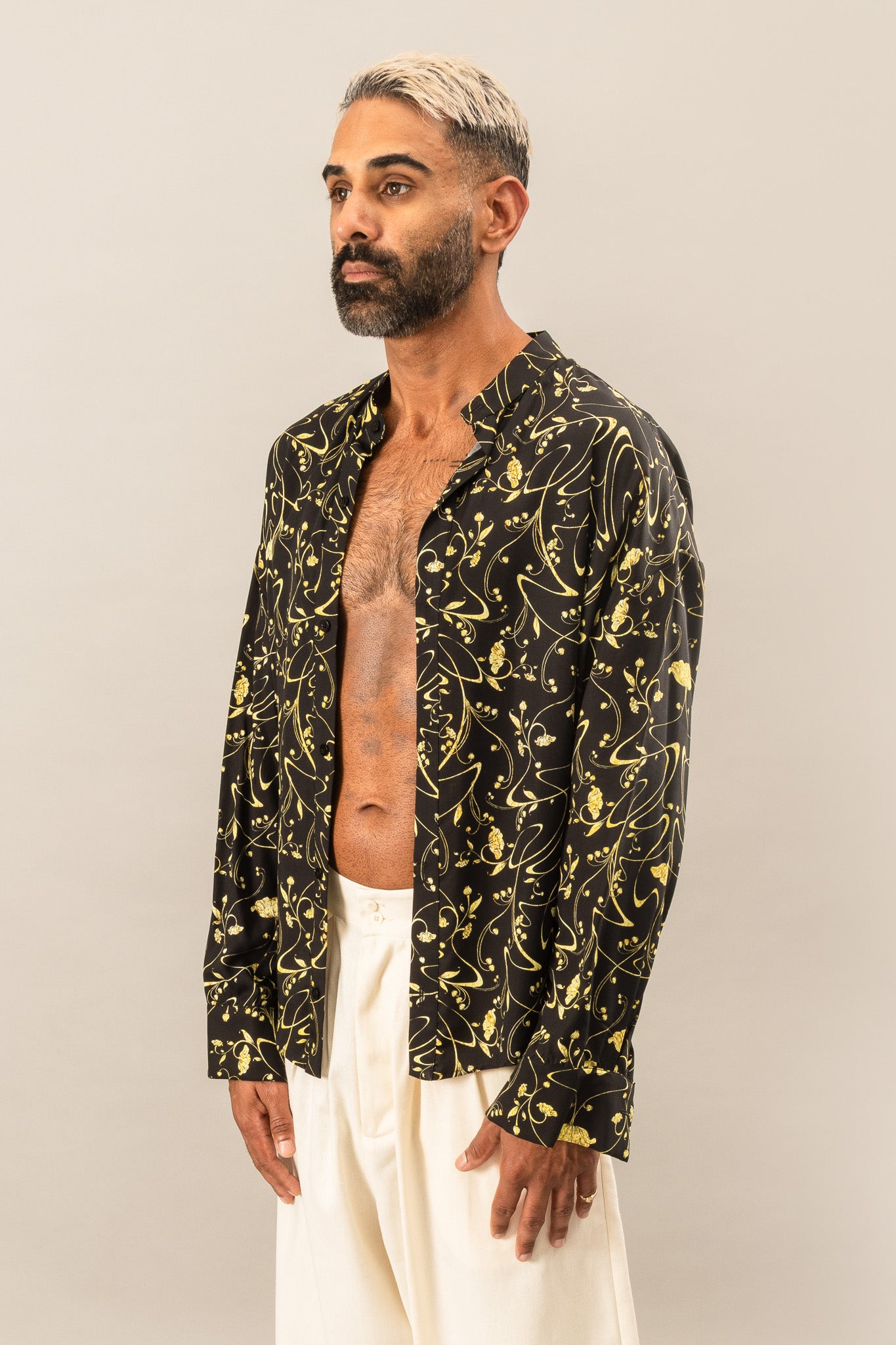 Printed Oversized Shirt in Sylvan Black