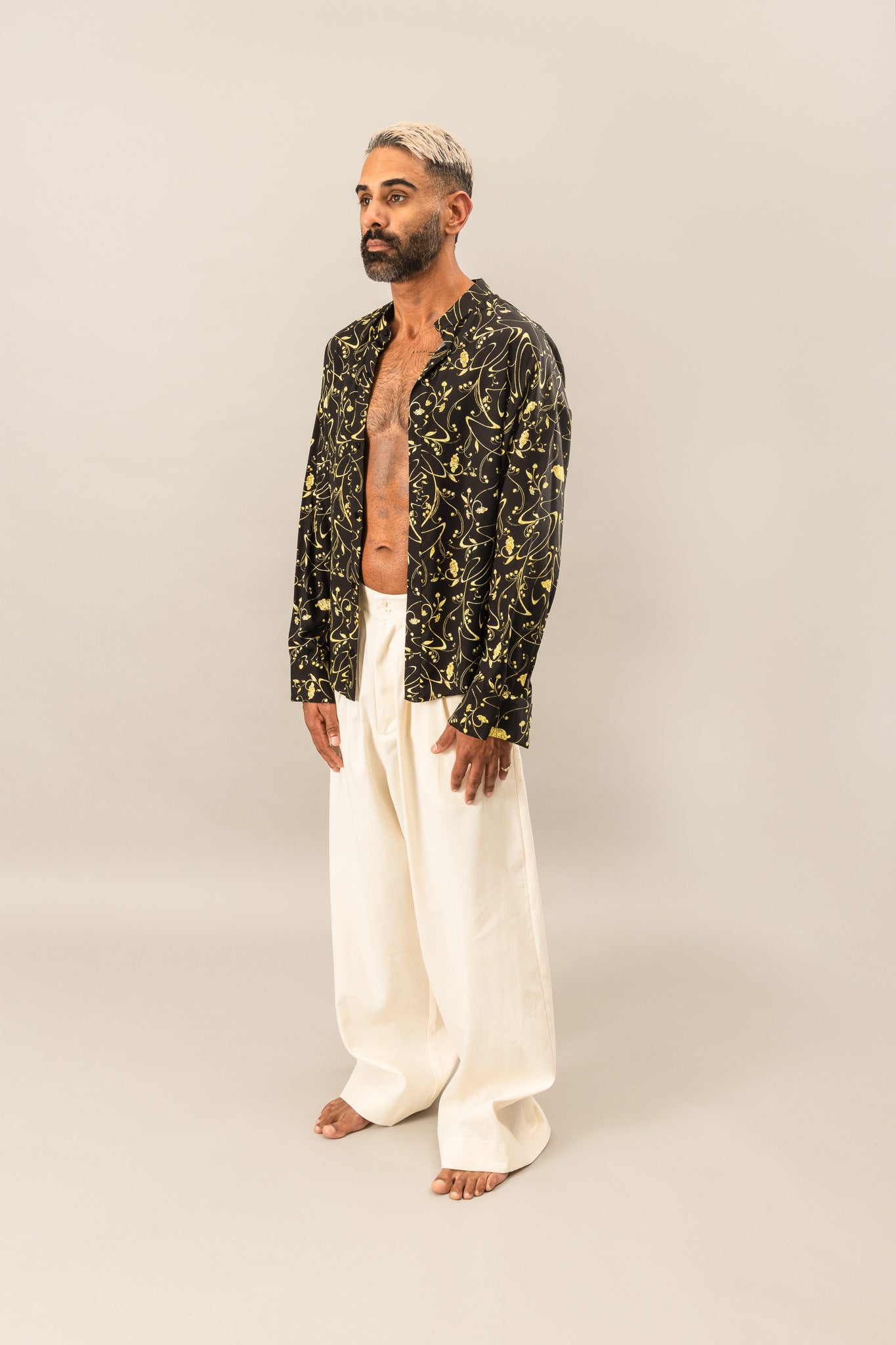 Printed Oversized Shirt in Sylvan Black