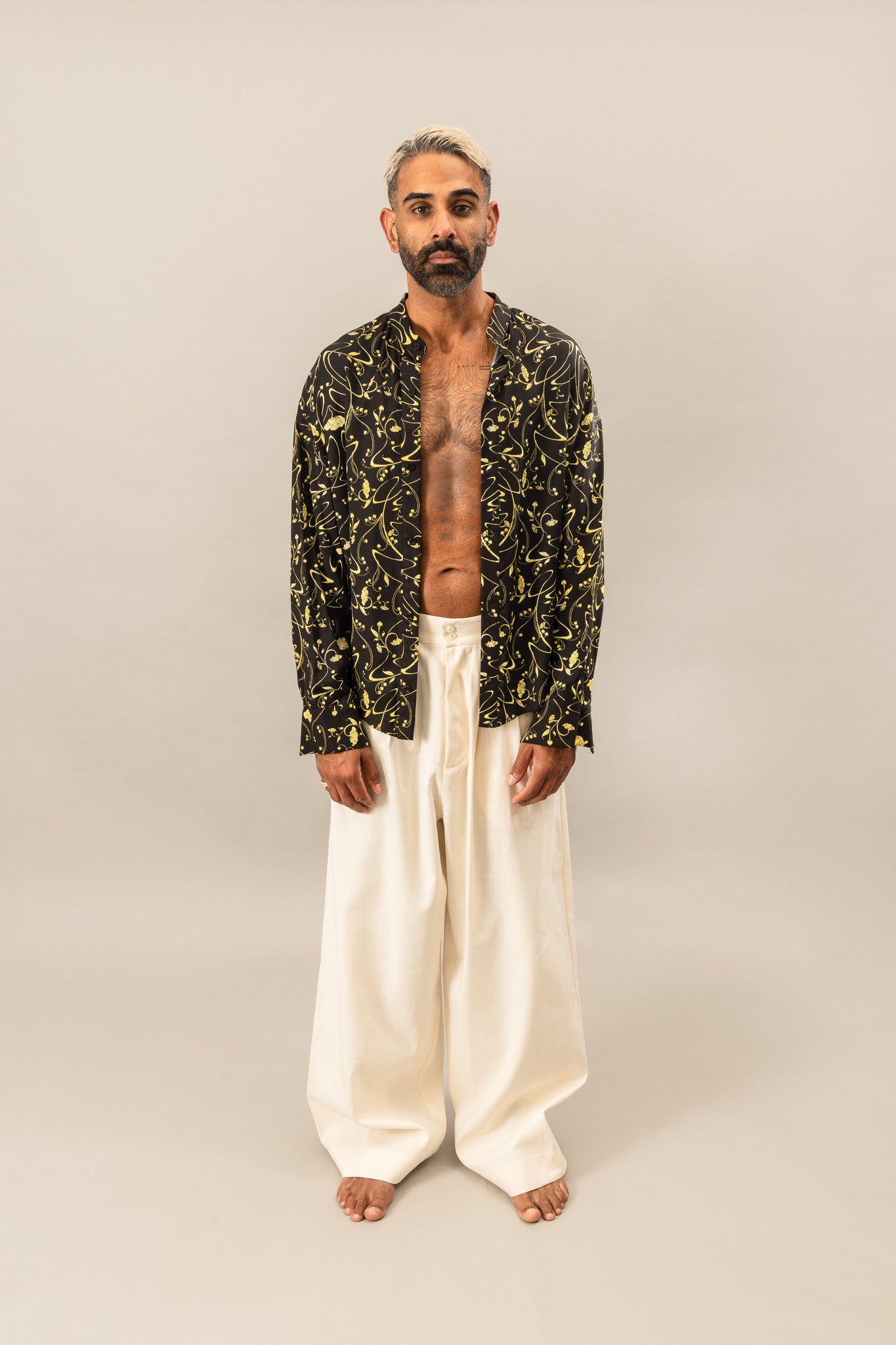 Printed Oversized Shirt in Sylvan Black