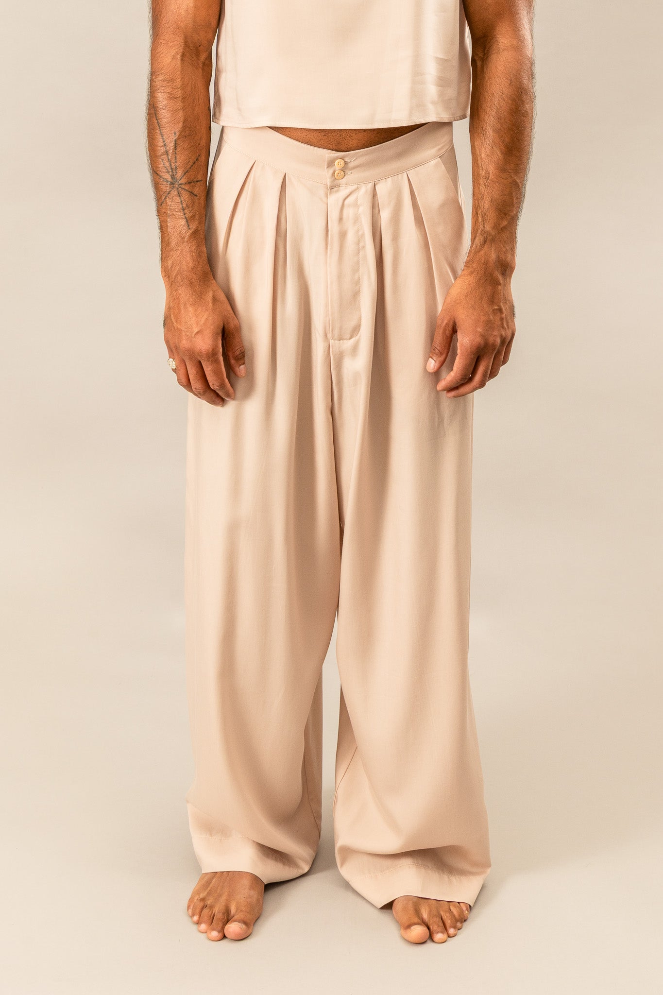 High Waisted Pleated Pants - Dusty Pink