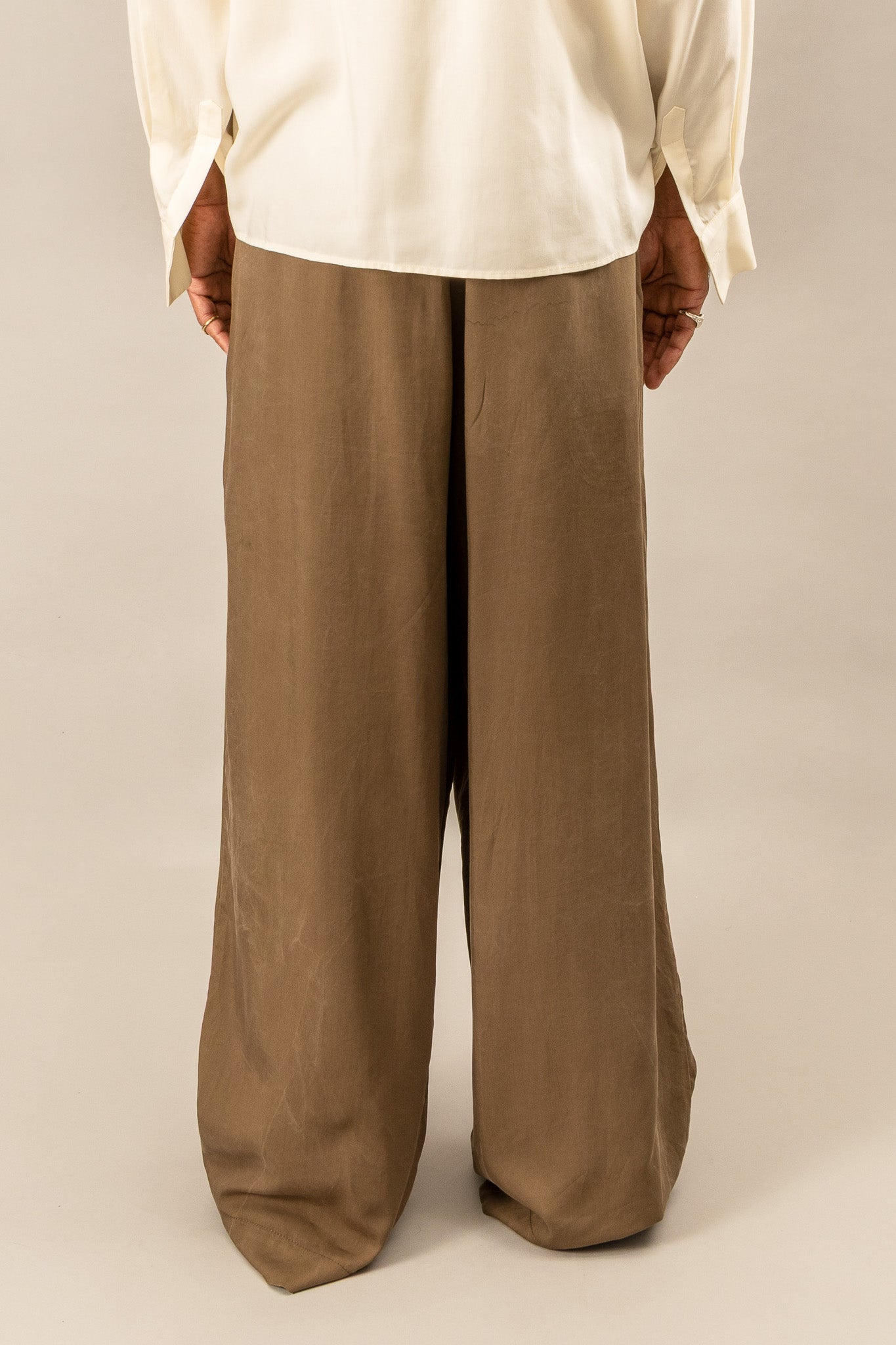 High Waisted Pleated Pants - Olive