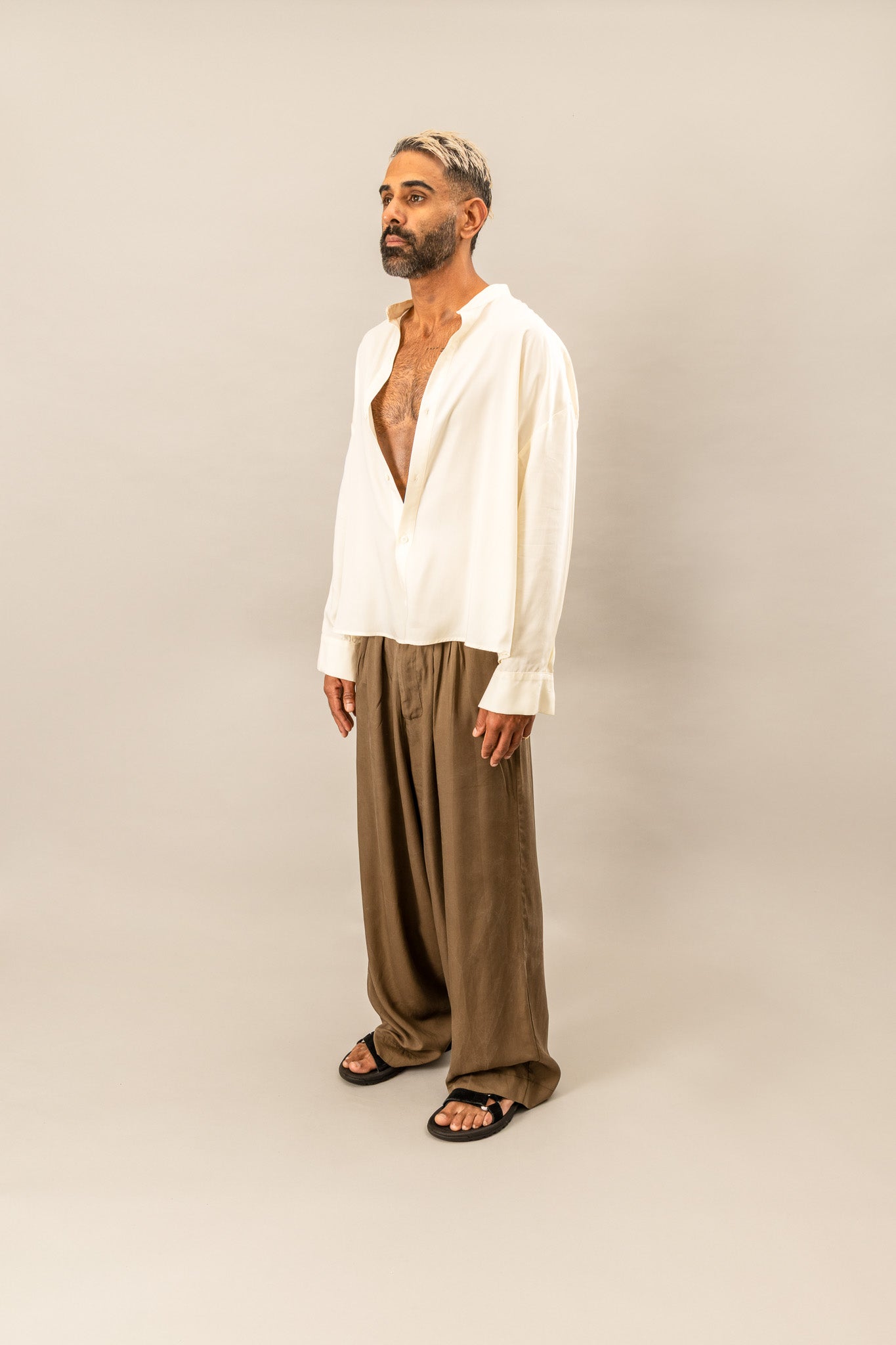 High Waisted Pleated Pants - Olive