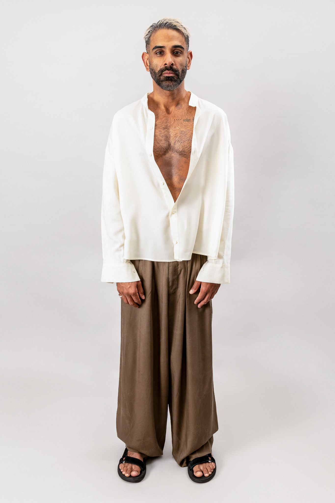 Tailored Pleated Pants - Olive