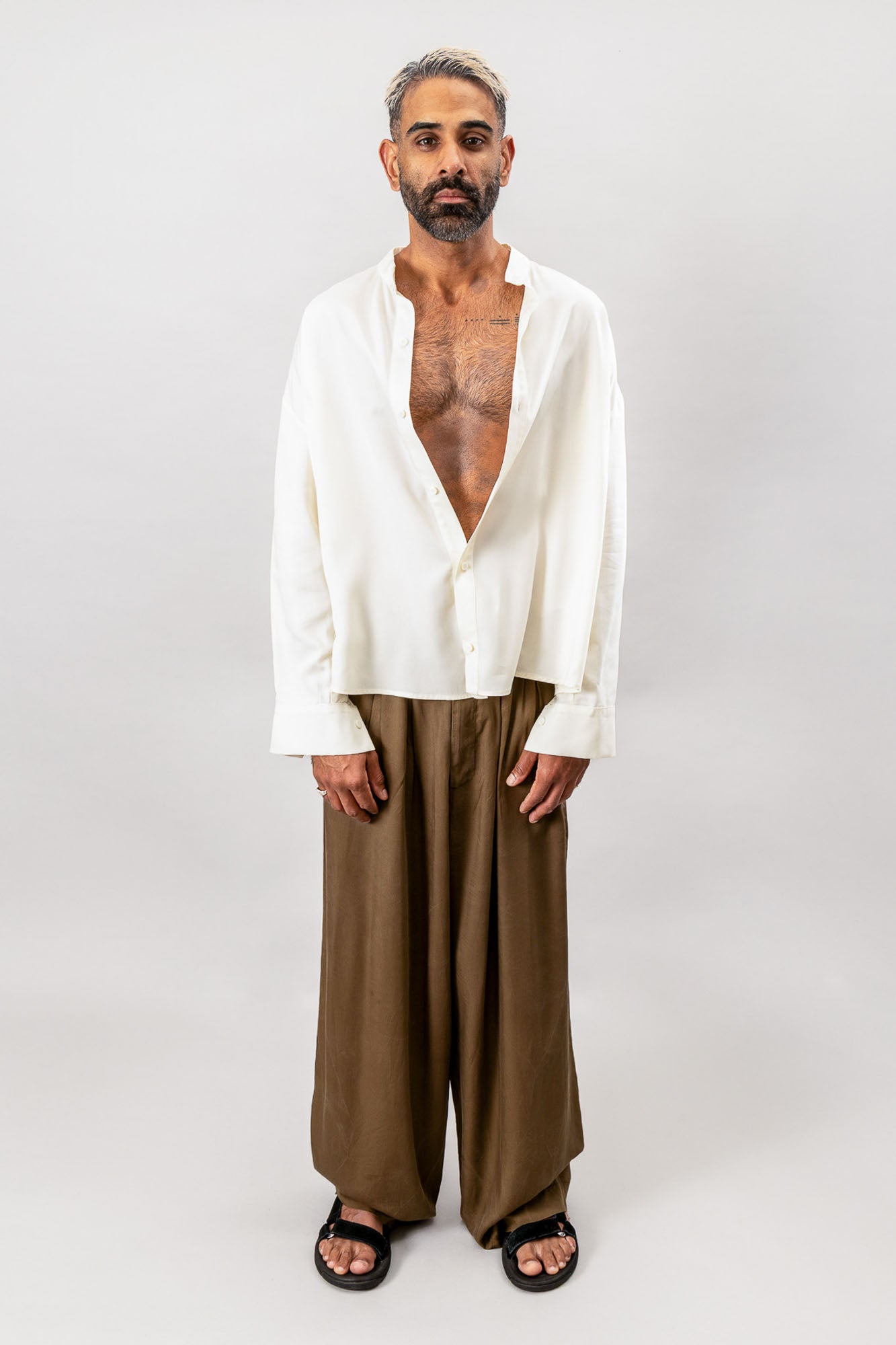 Tailored Pleated Pants - Olive