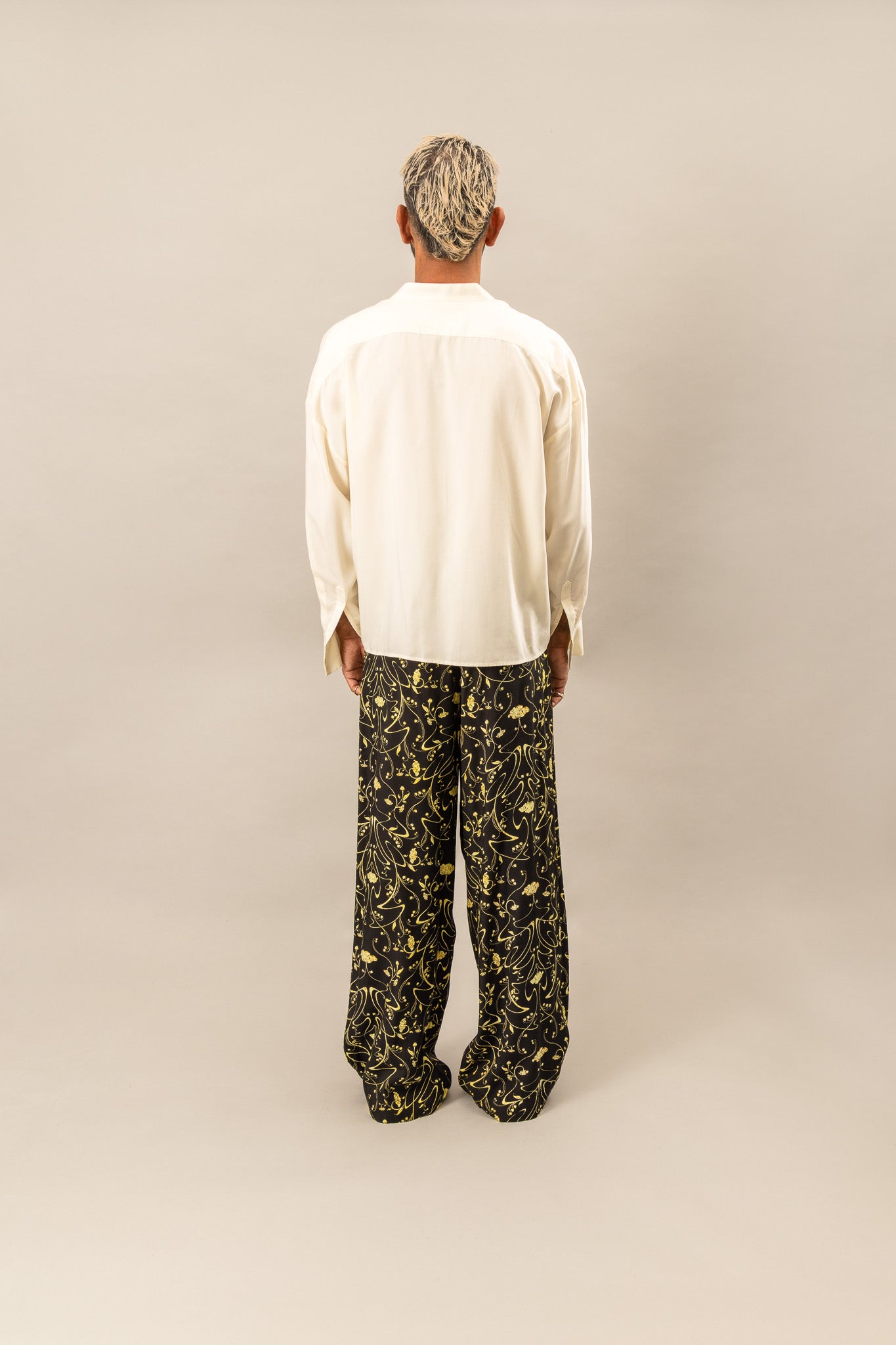 Printed Pleated Pants - Sylvan Black