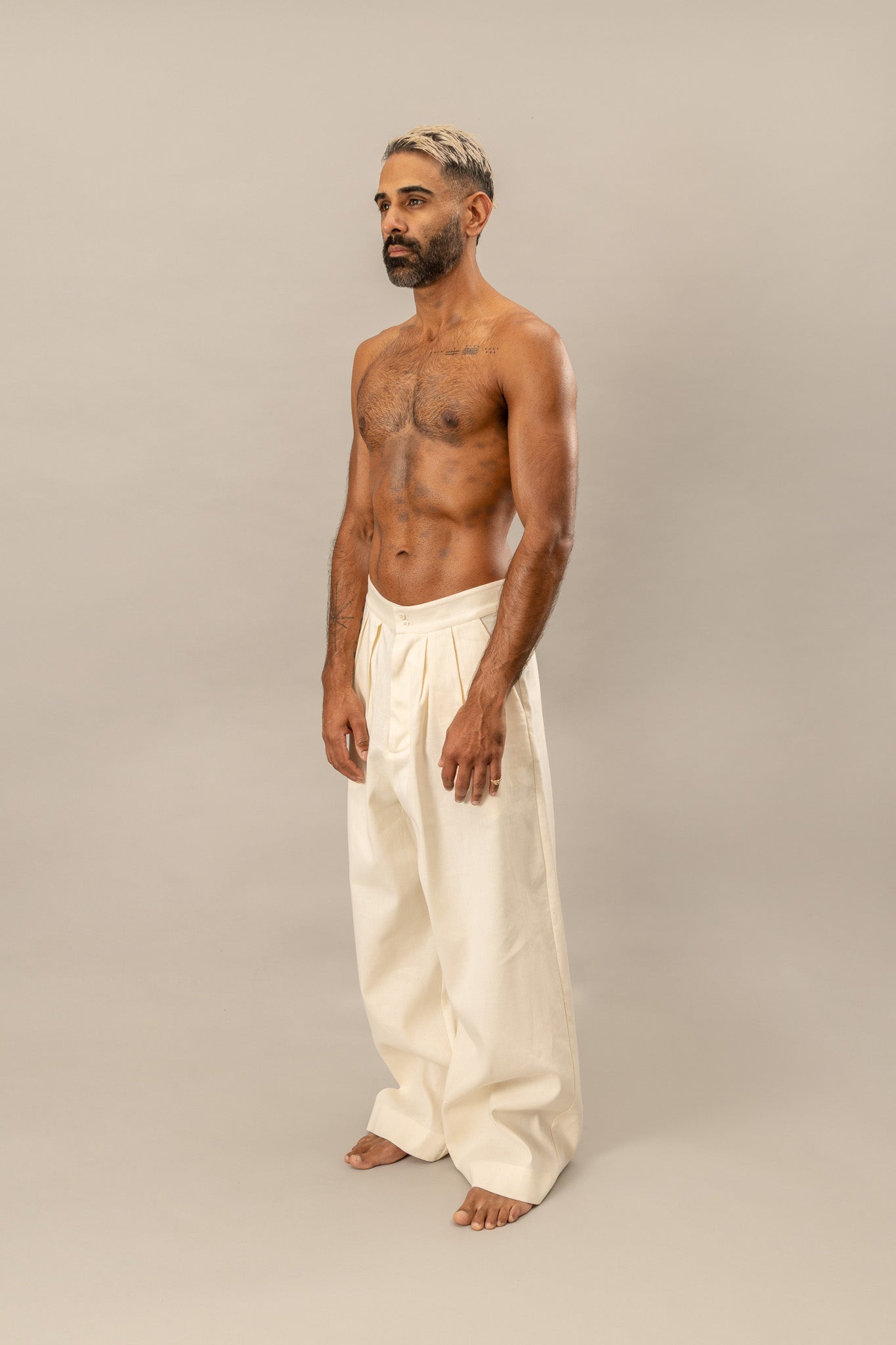 Regenerated Pleated Pants - Undyed