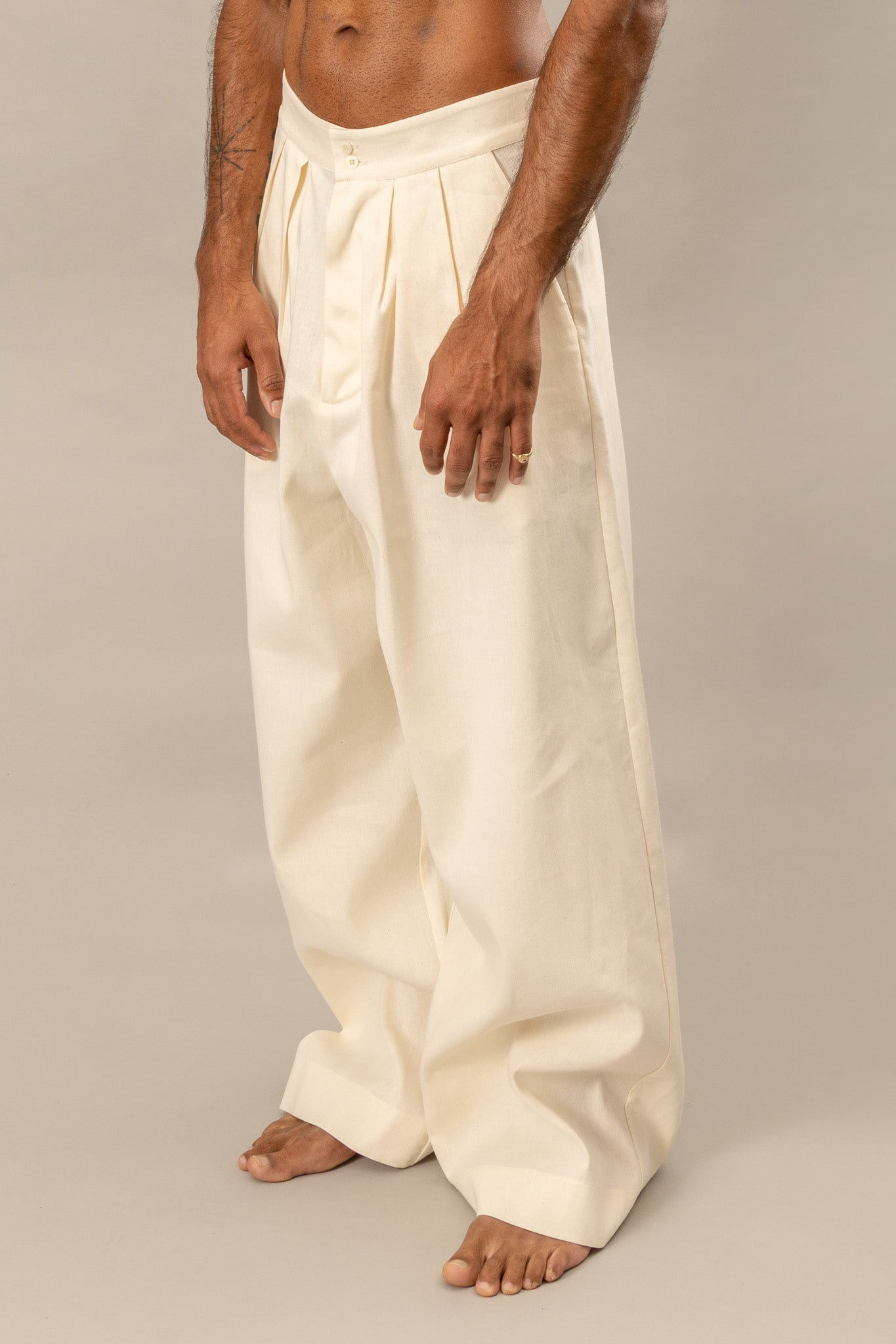Regenerated Pleated Pants - Undyed