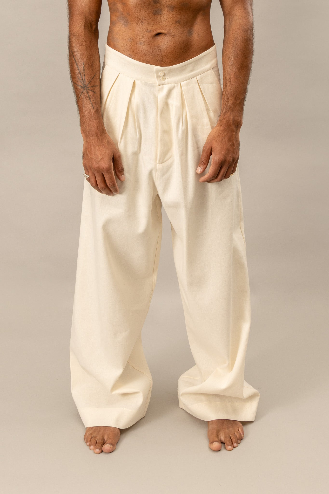 Regenerated Pleated Pants - Undyed