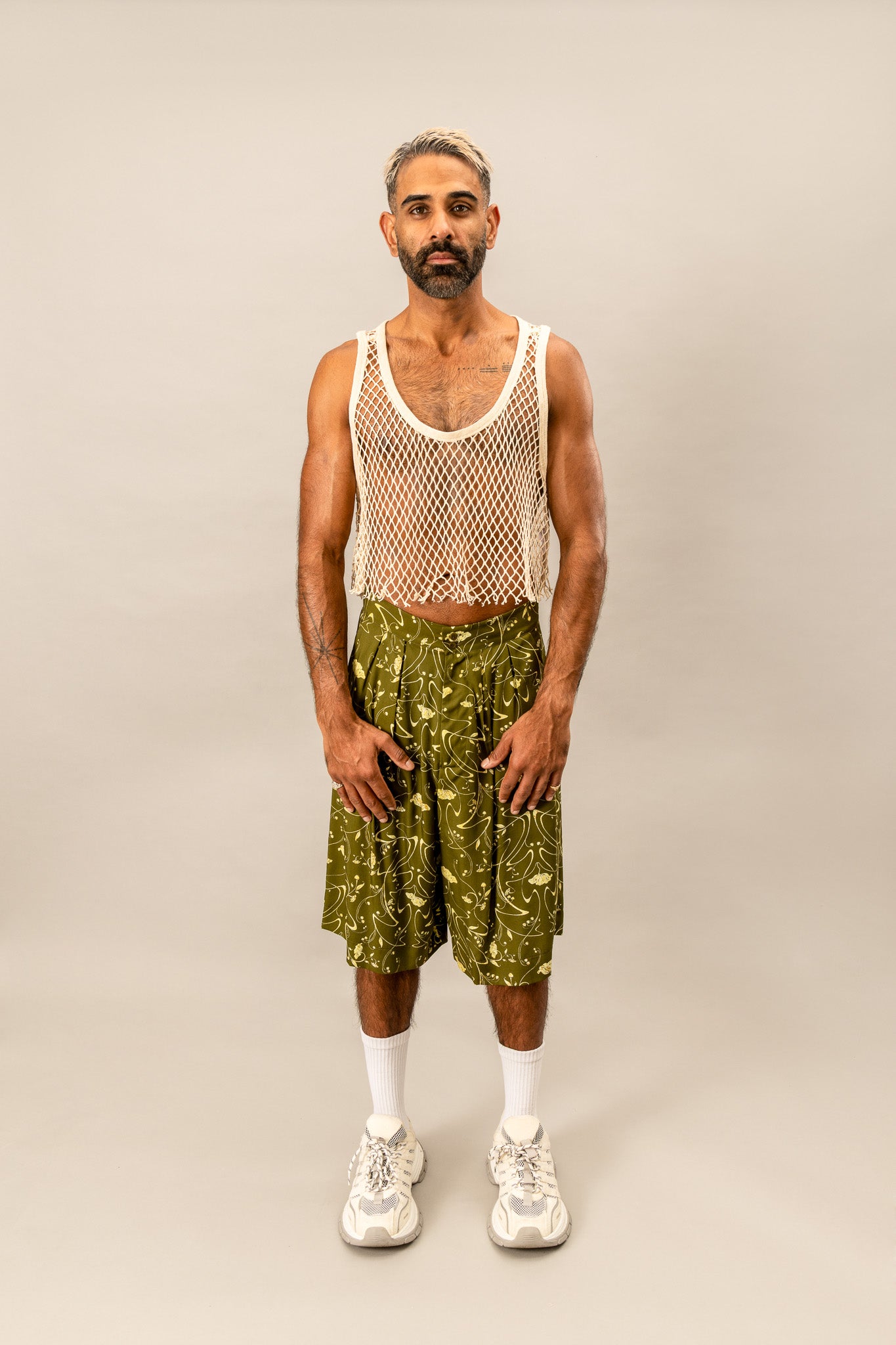 Printed Wide Leg Shorts - Sylvan Green