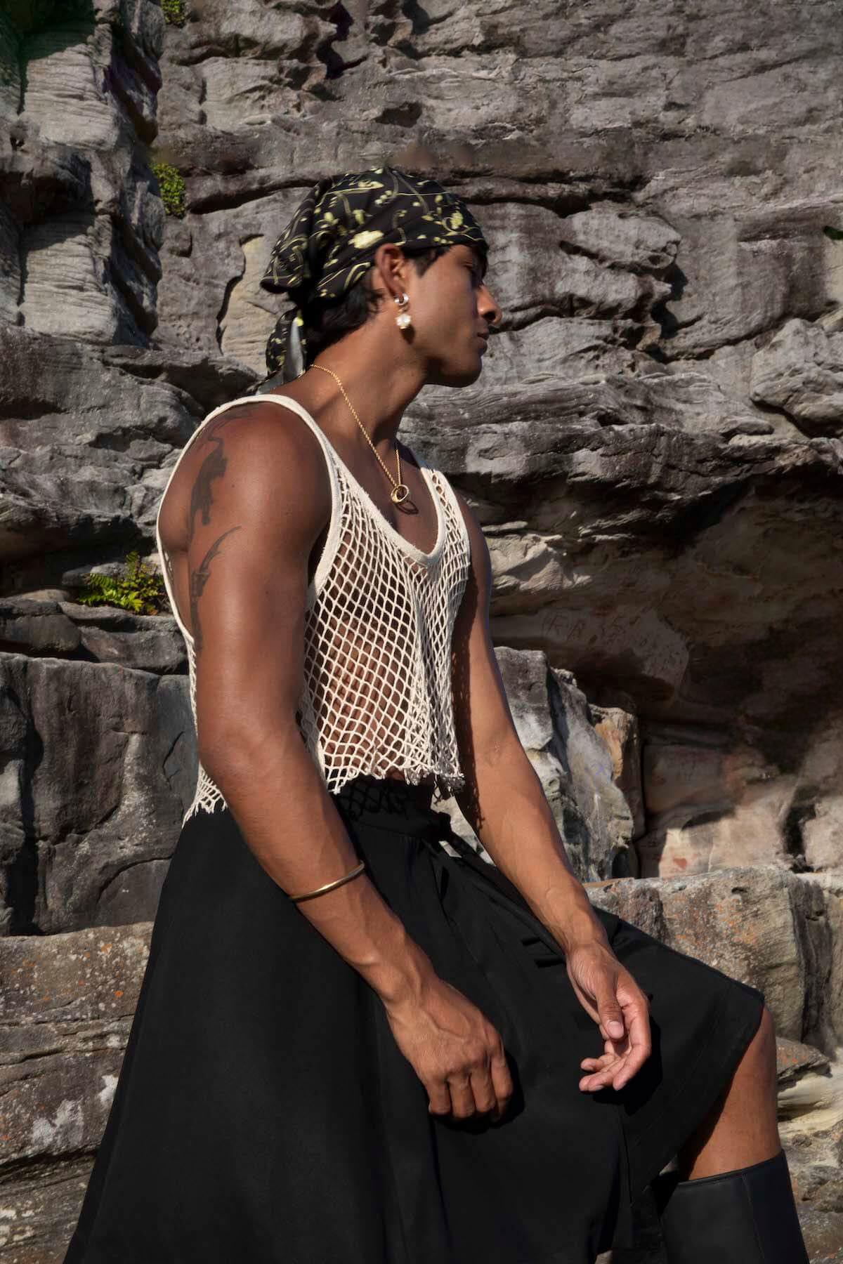 Net Mesh Crop, Kilt Wrap Skirt & Sylvan Square Scarf.jpg