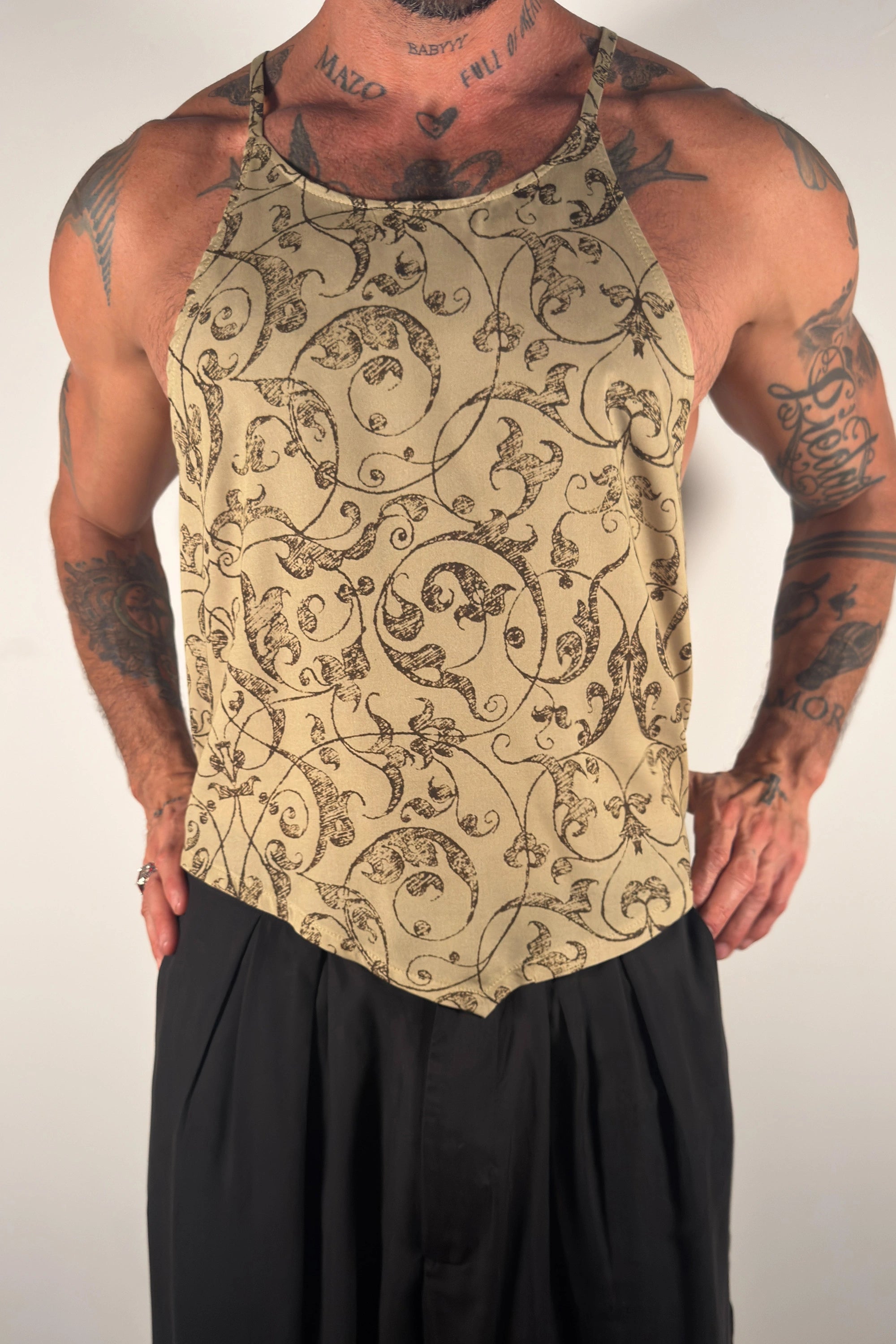 Oleander Halter Tank - Dark Arabesque