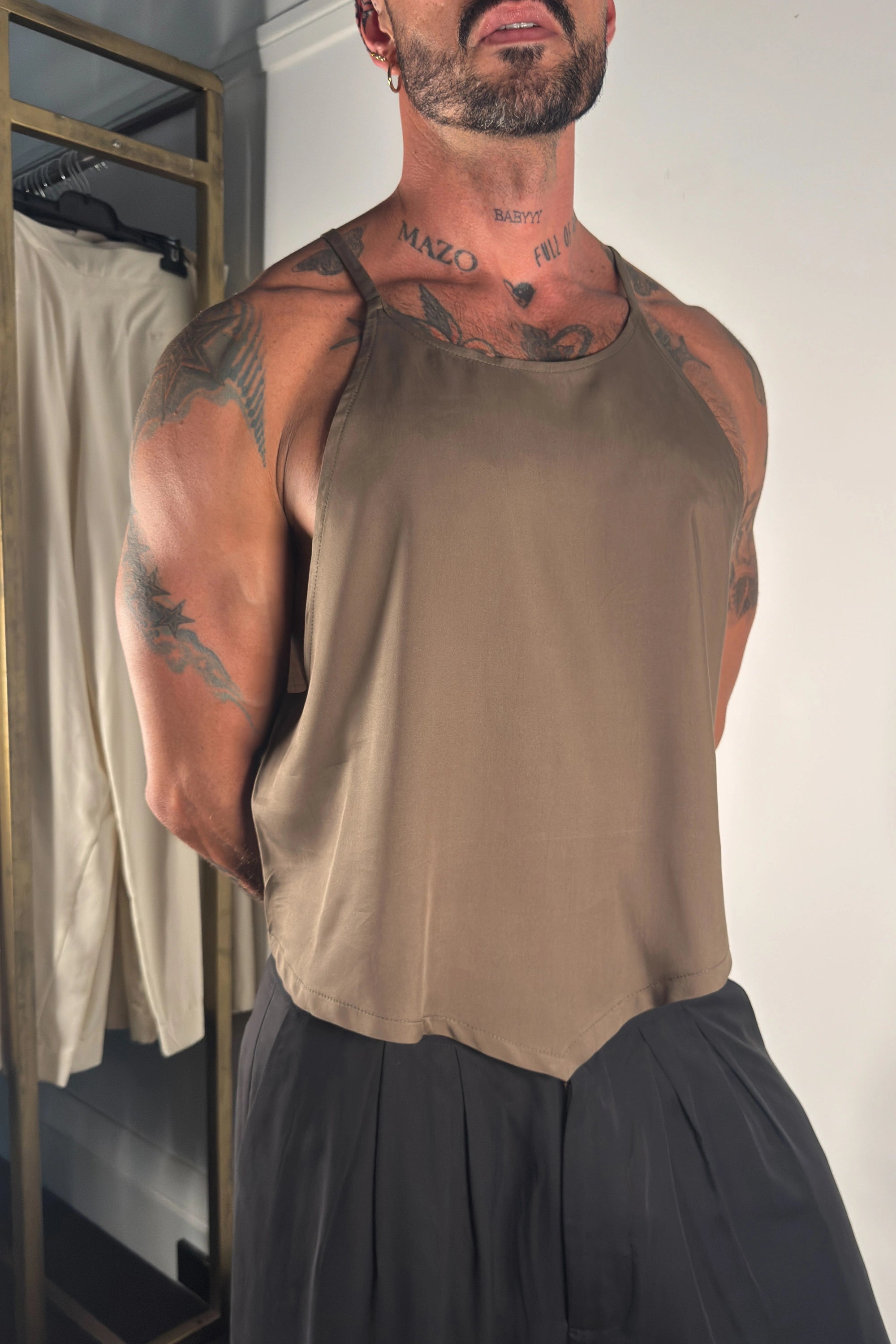 Oleander Halter Tank - Olive