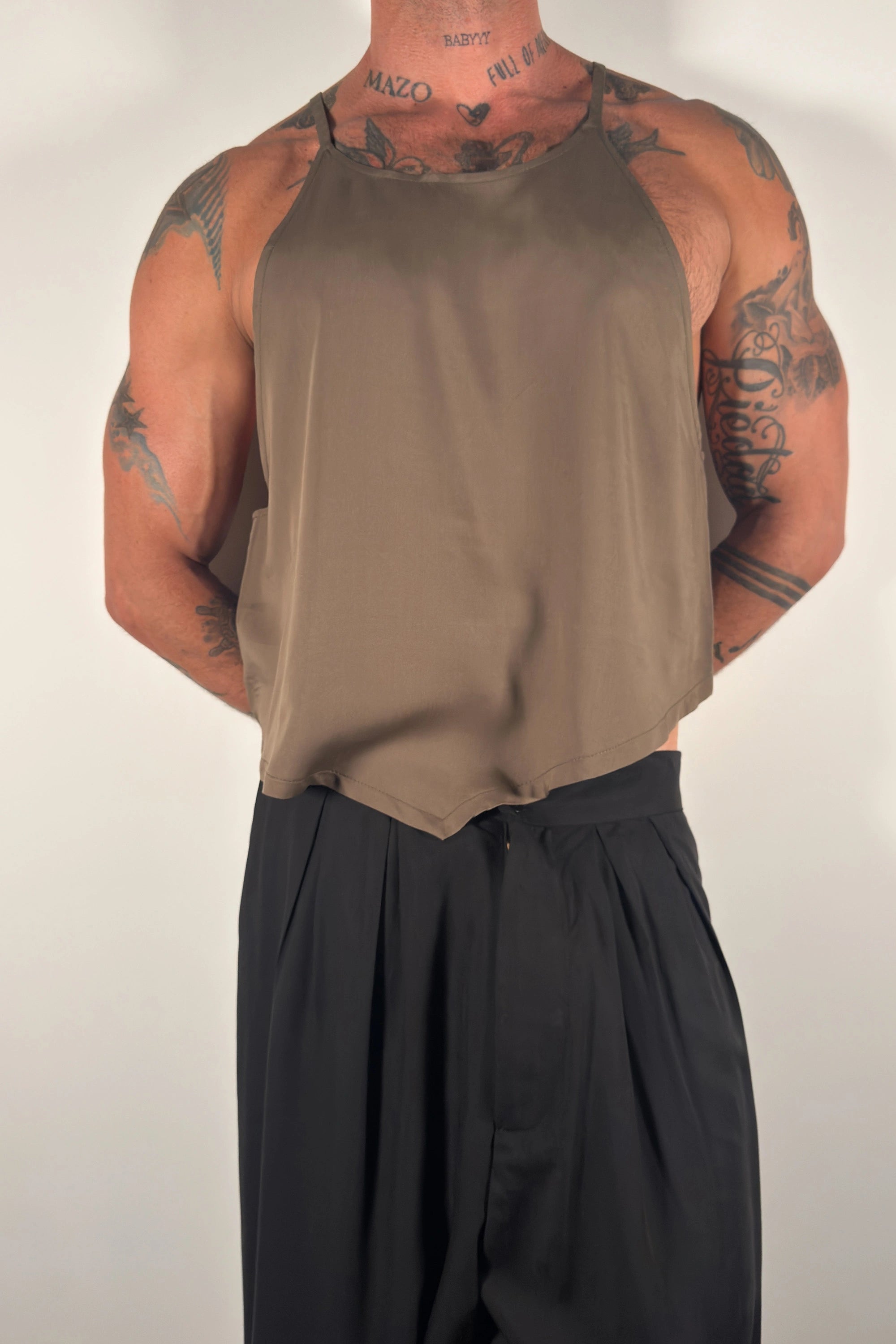Oleander Halter Tank - Olive