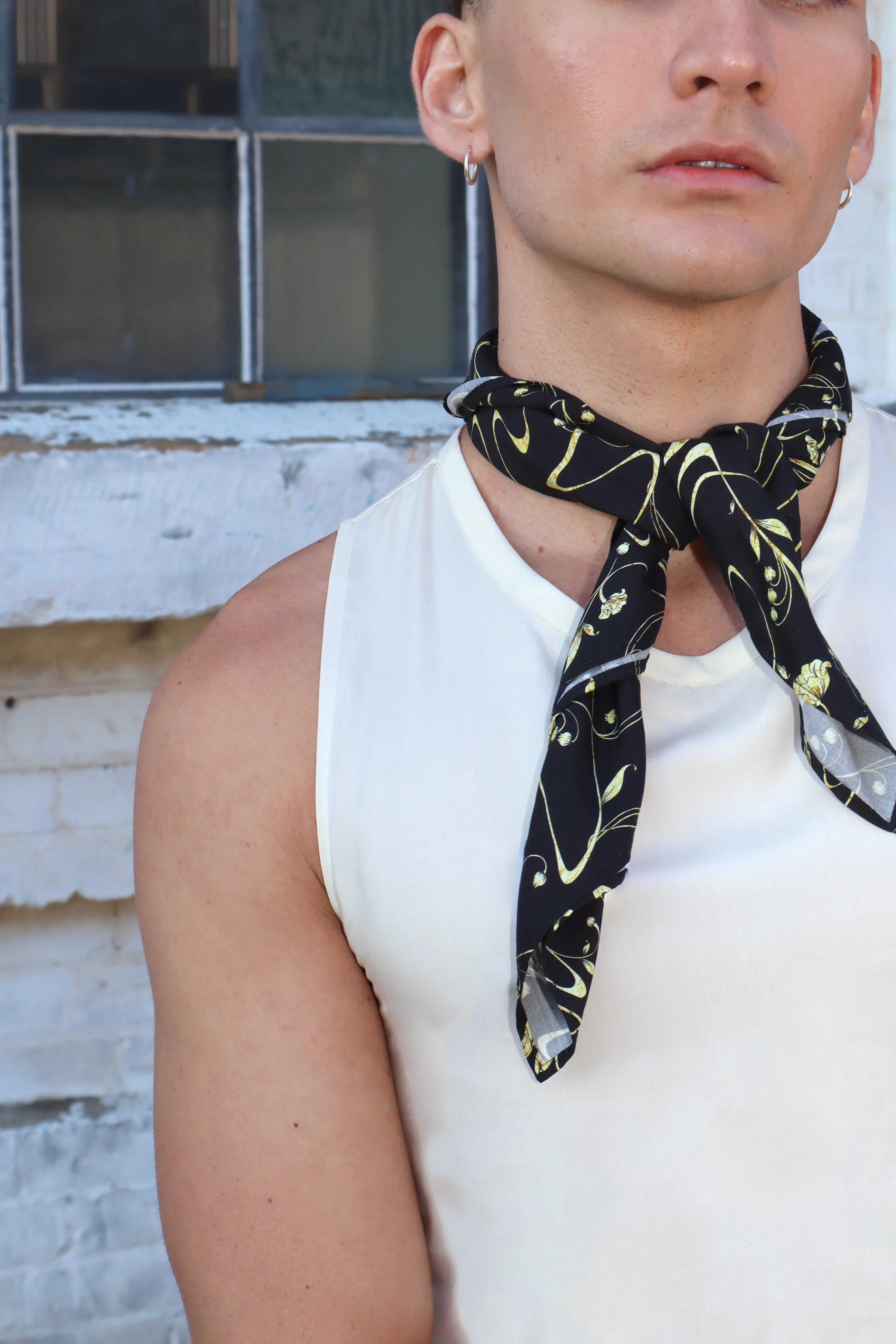 Printed Square Scarf - Sylvan Black