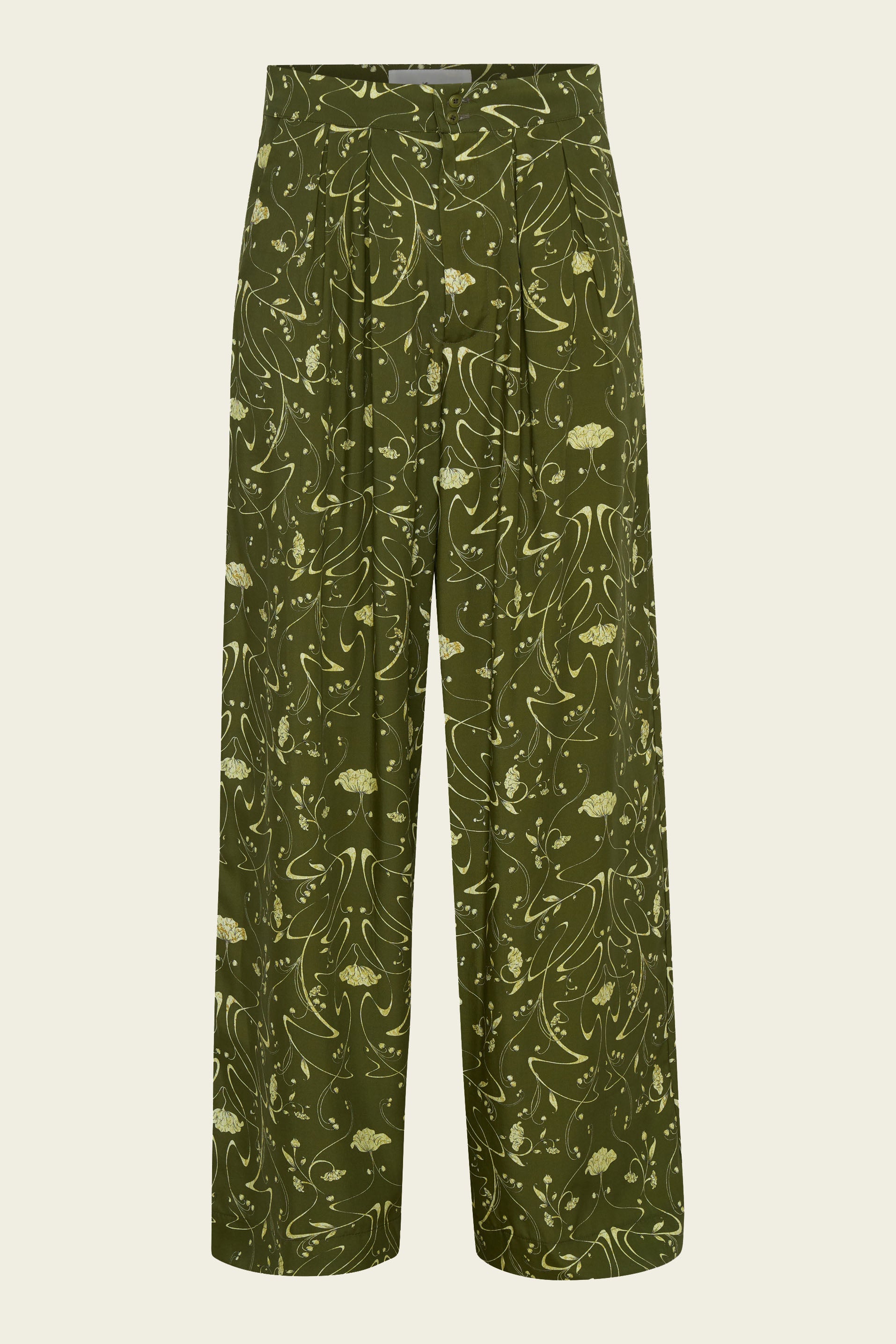 Men's High Waisted Pleated Pants - Sylvan Green Tencel (Eucalyptus) - The Glade