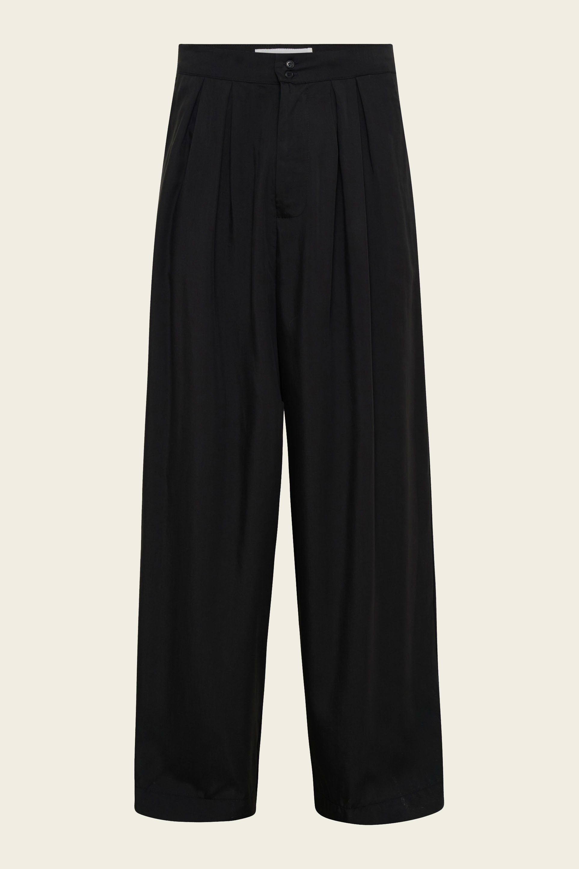 Men's High Waisted Pleated Pants - Black Tencel (Eucalyptus) - The Glade