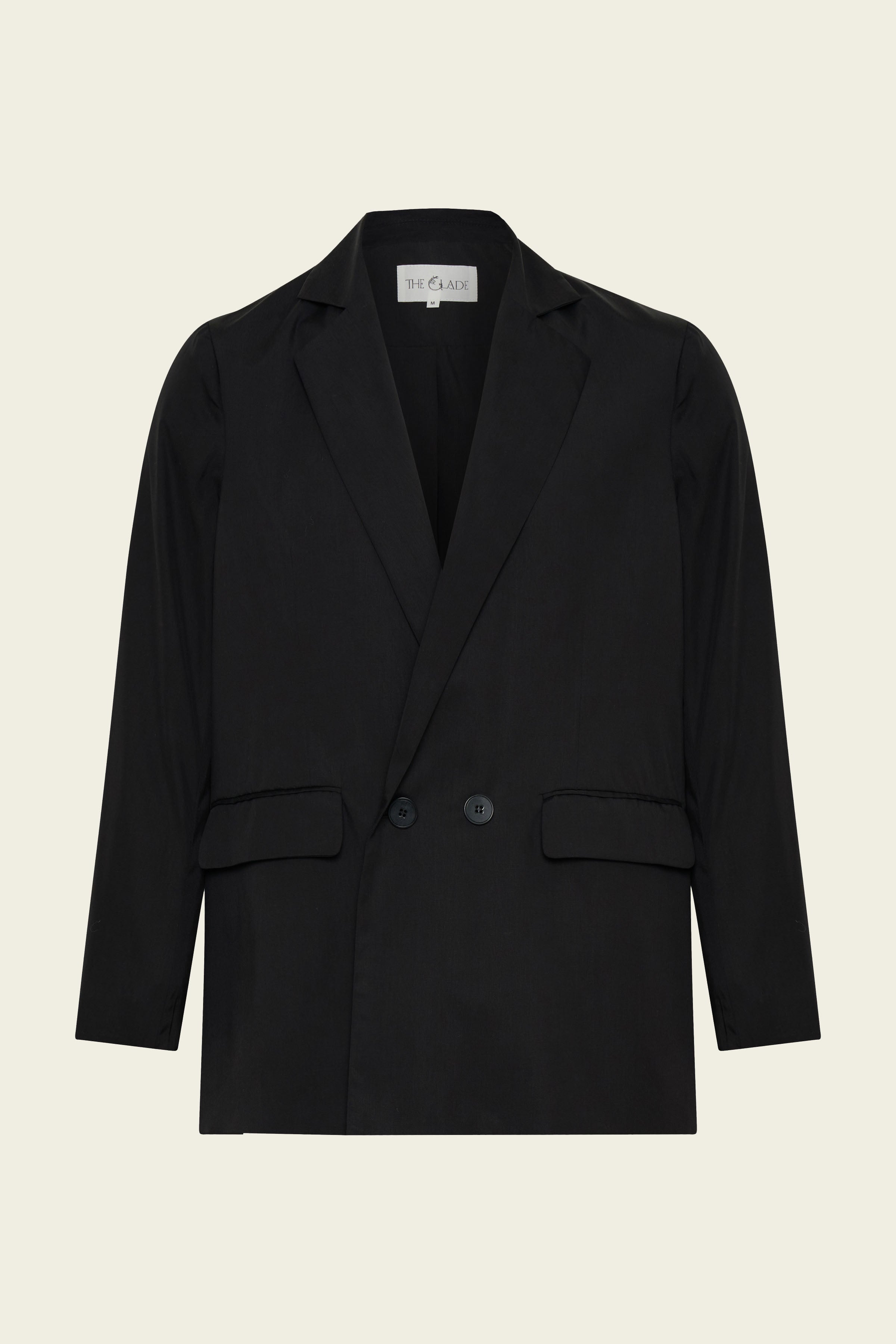 Men's Double Breasted Blazer - Black Tencel (Eucalyptus) - The Glade