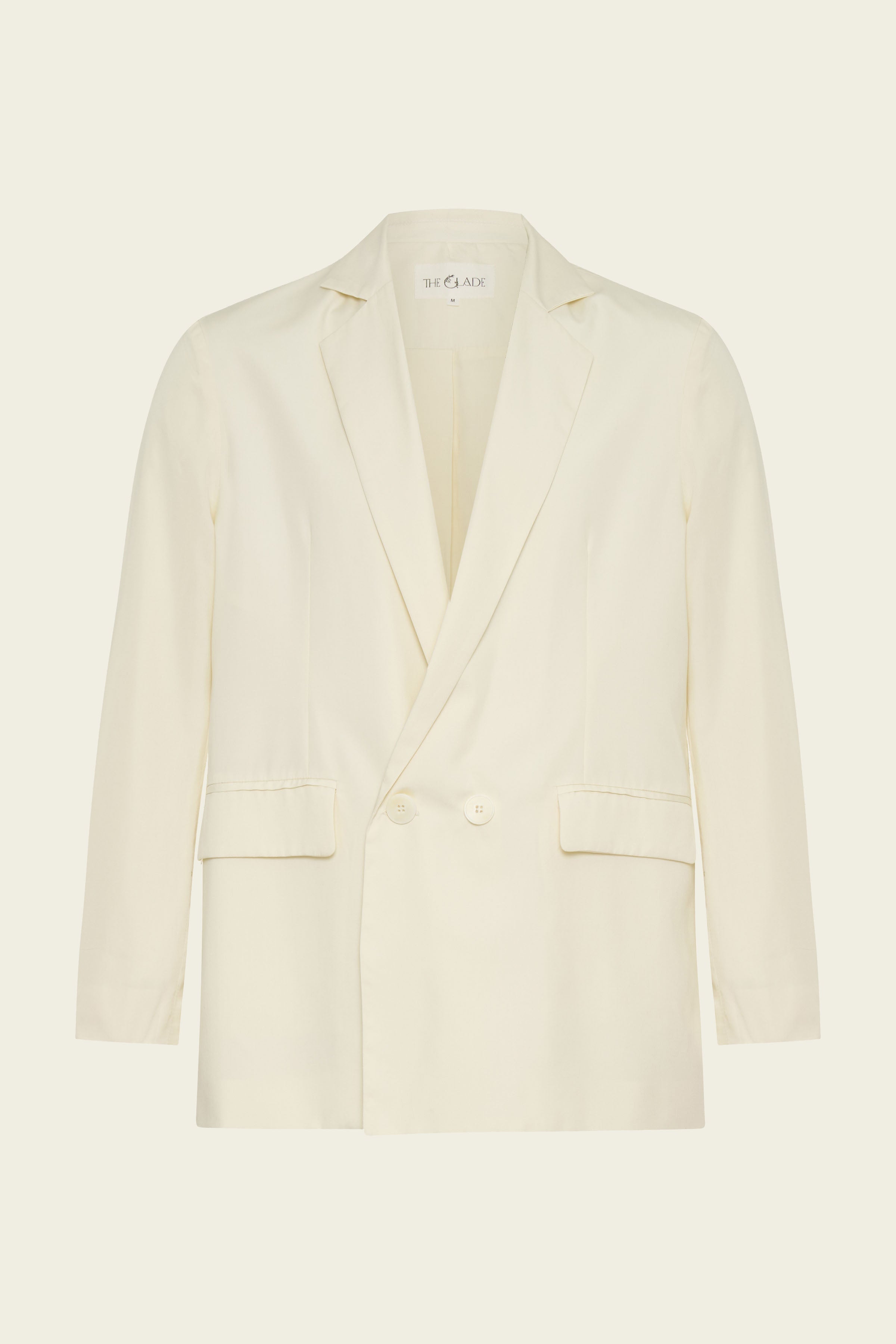 Men's Double Breasted Blazer - Natural White Tencel (Eucalyptus) - The Glade