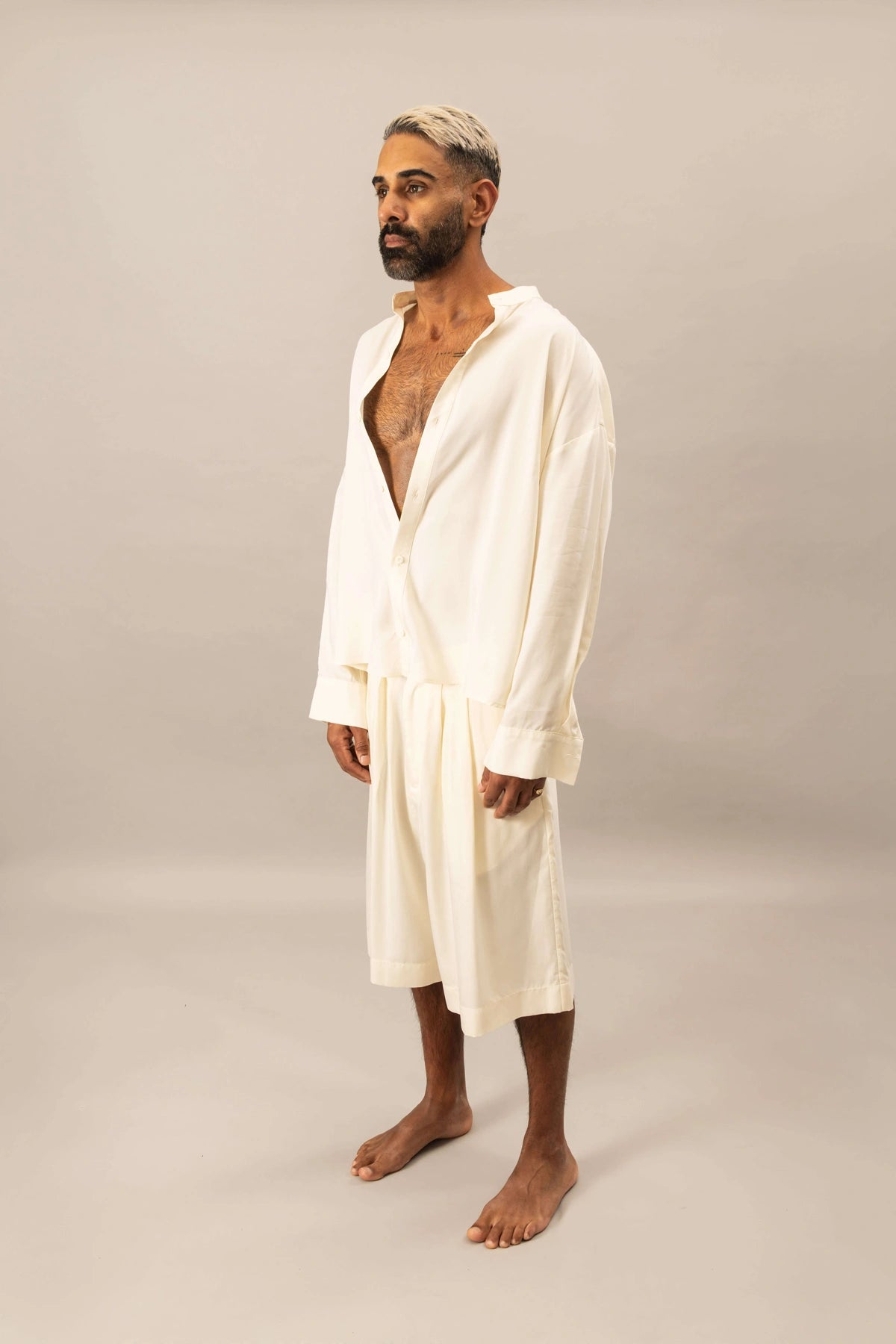 Relaxed Wide Leg Shorts | Natural White