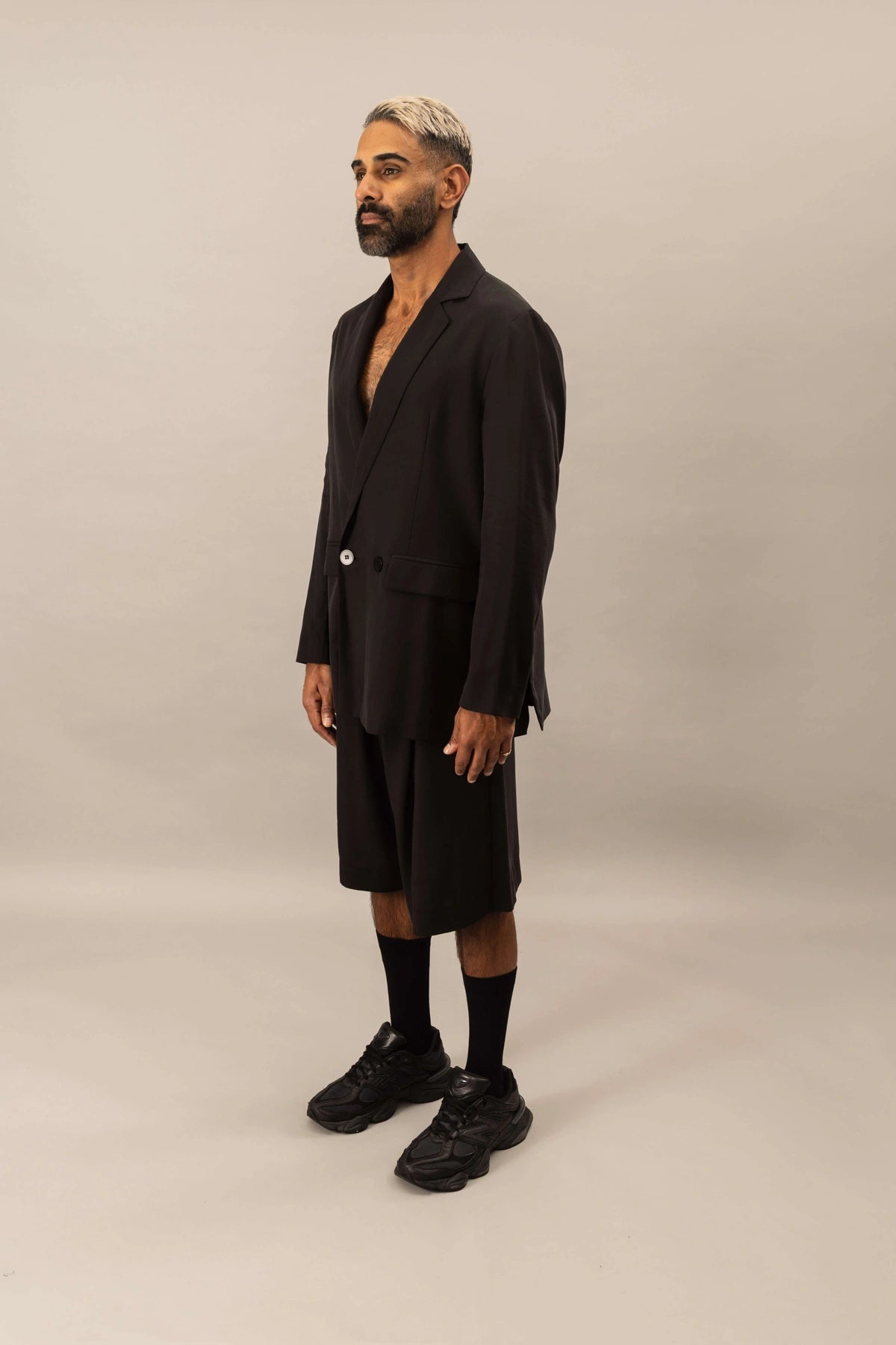 Relaxed Wide Leg Shorts | Natural Black