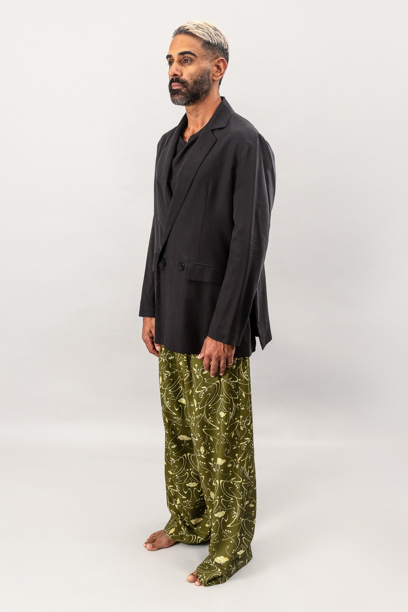 Tailored Pleated Pants - Sylvan Green
