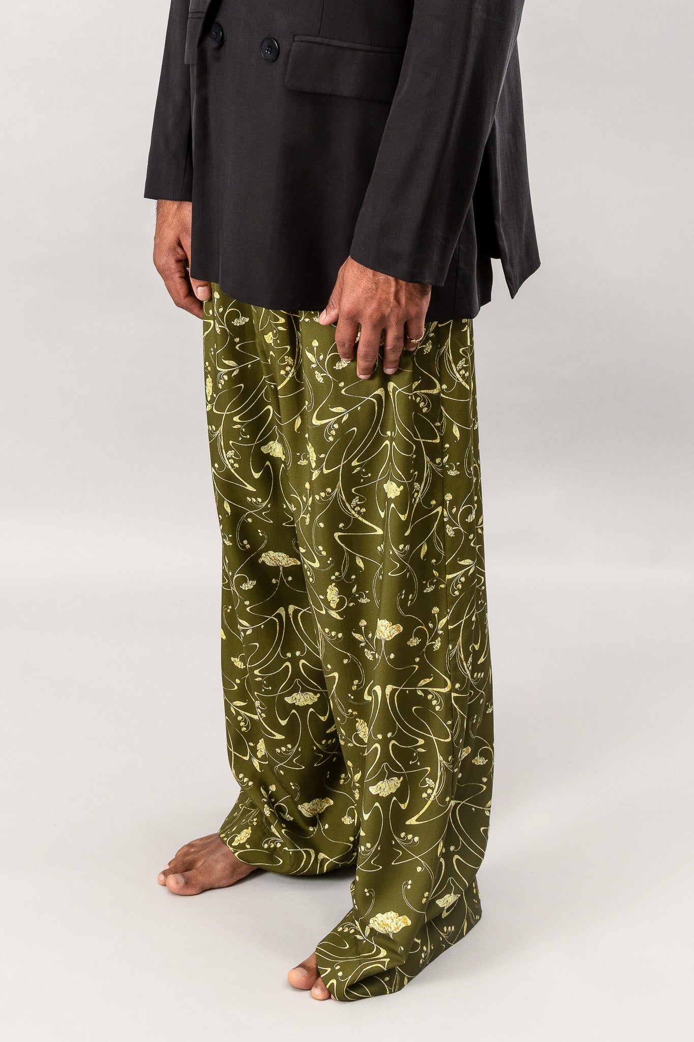 Tailored Pleated Pants - Sylvan Green