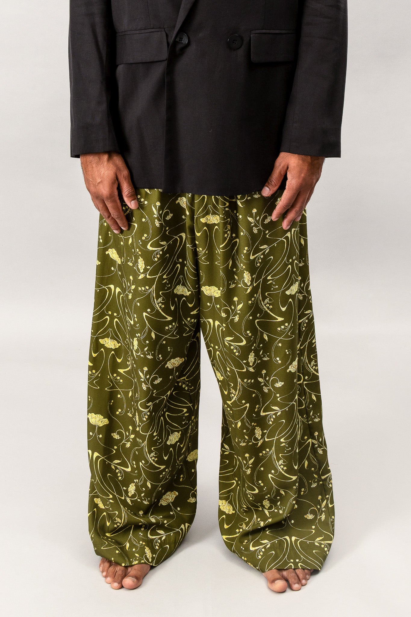 Tailored Pleated Pants - Sylvan Green