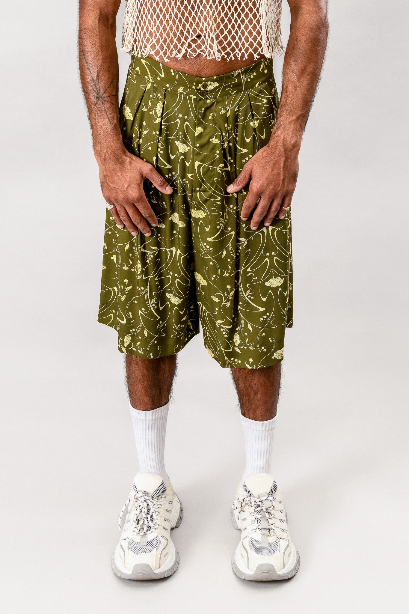 Wide Leg Shorts - Sylvan Green