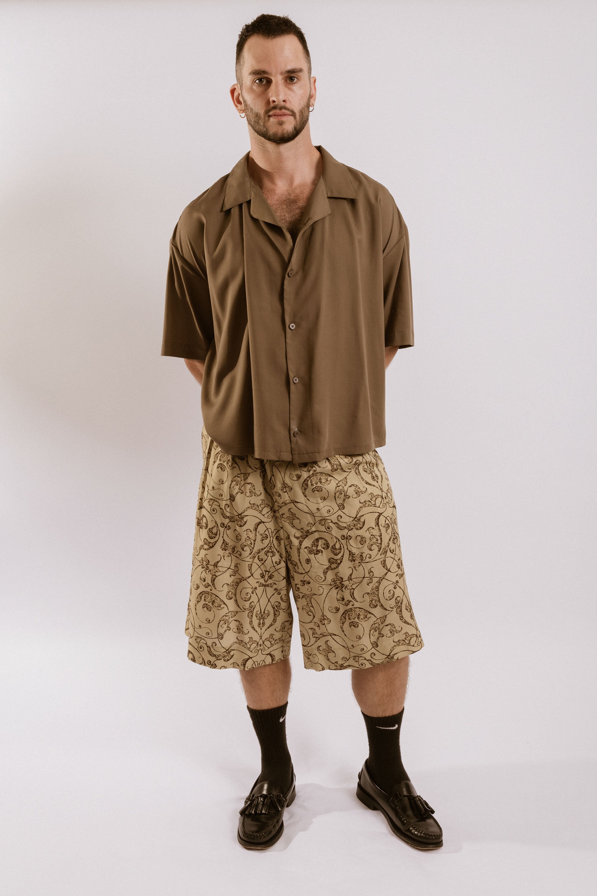 Iris Knee Length Shorts - Dark Arabesque