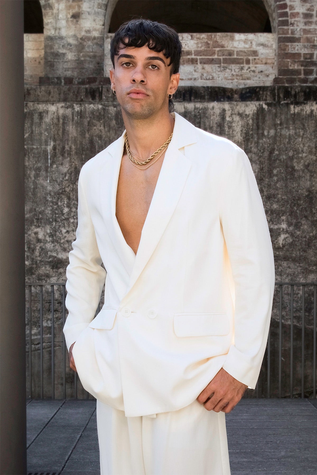 Men's Double Breasted Blazer - Natural White Tencel (Eucalyptus) - The Glade