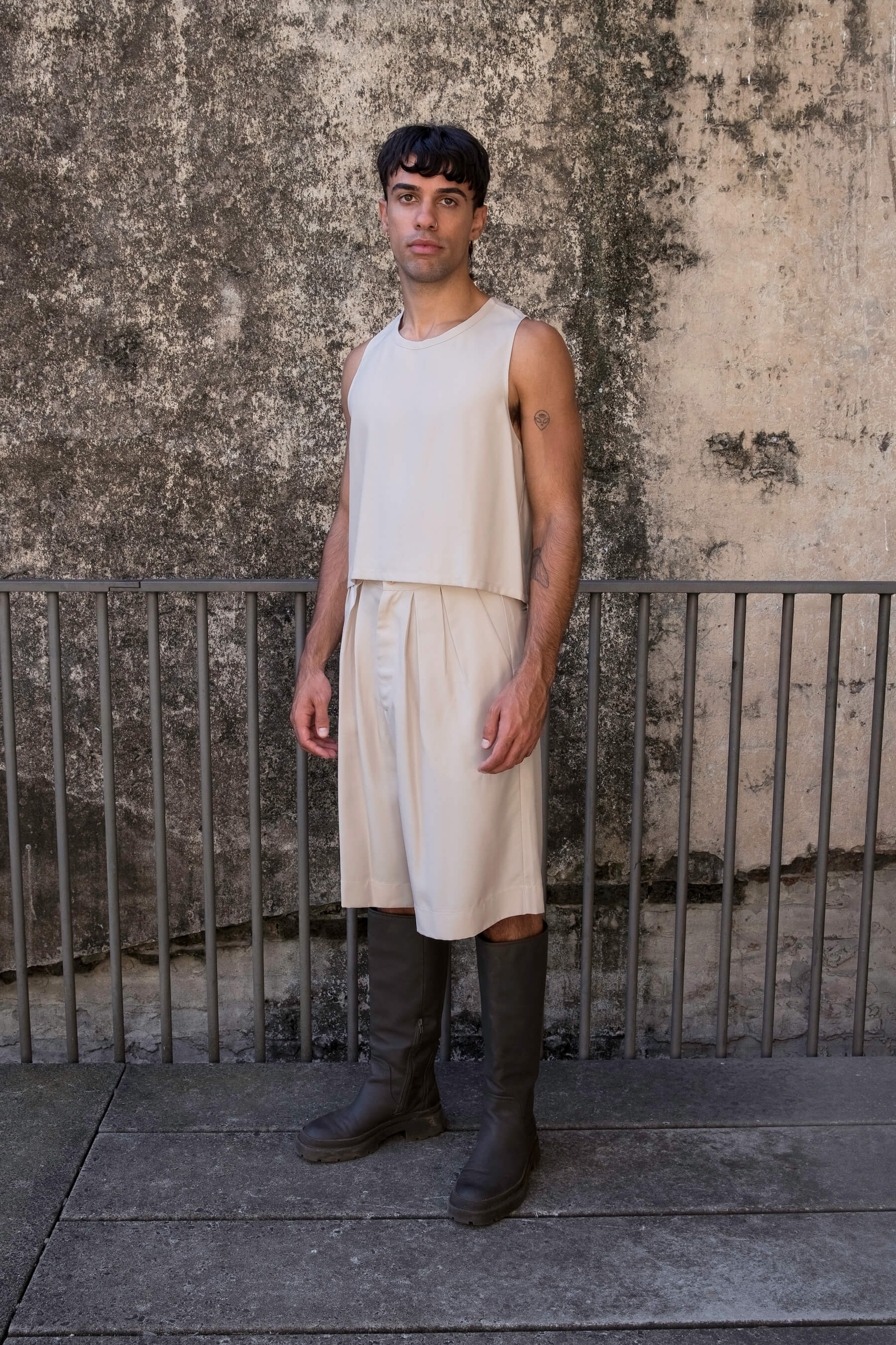 Men's Cropped Tank Top - Mushroom Tencel (Eucalyptus) - The Glade