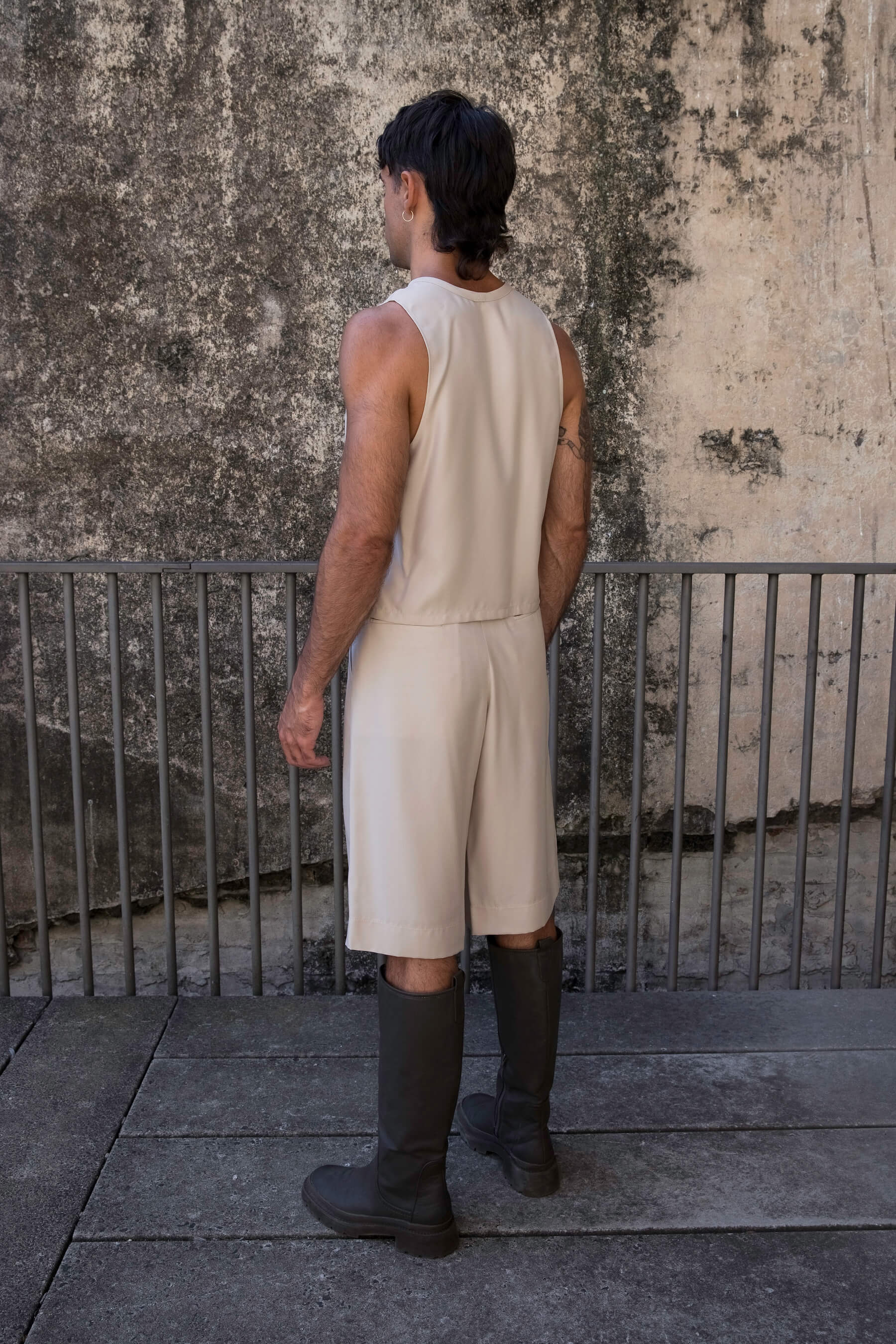 Men's Cropped Tank Top - Mushroom Tencel (Eucalyptus) - The Glade