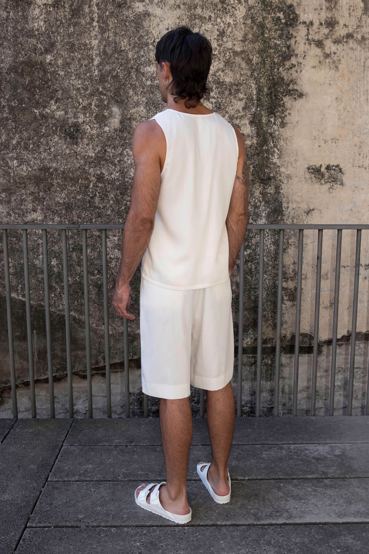 Men's Low-Cut Singlet - White Tencel (Eucalyptus) - The Glade